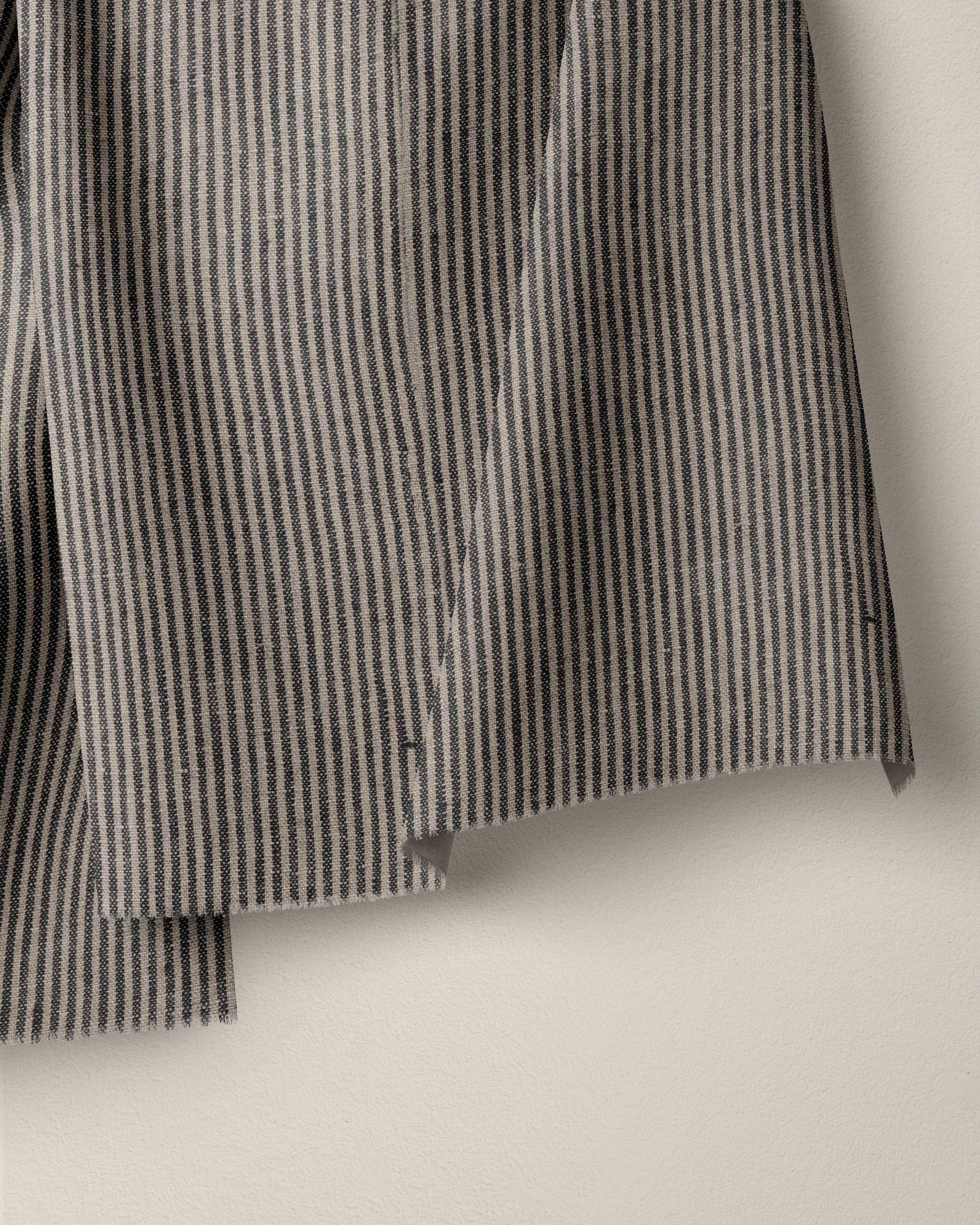 Black and Oat Railroad Stripe Linen - Image 2