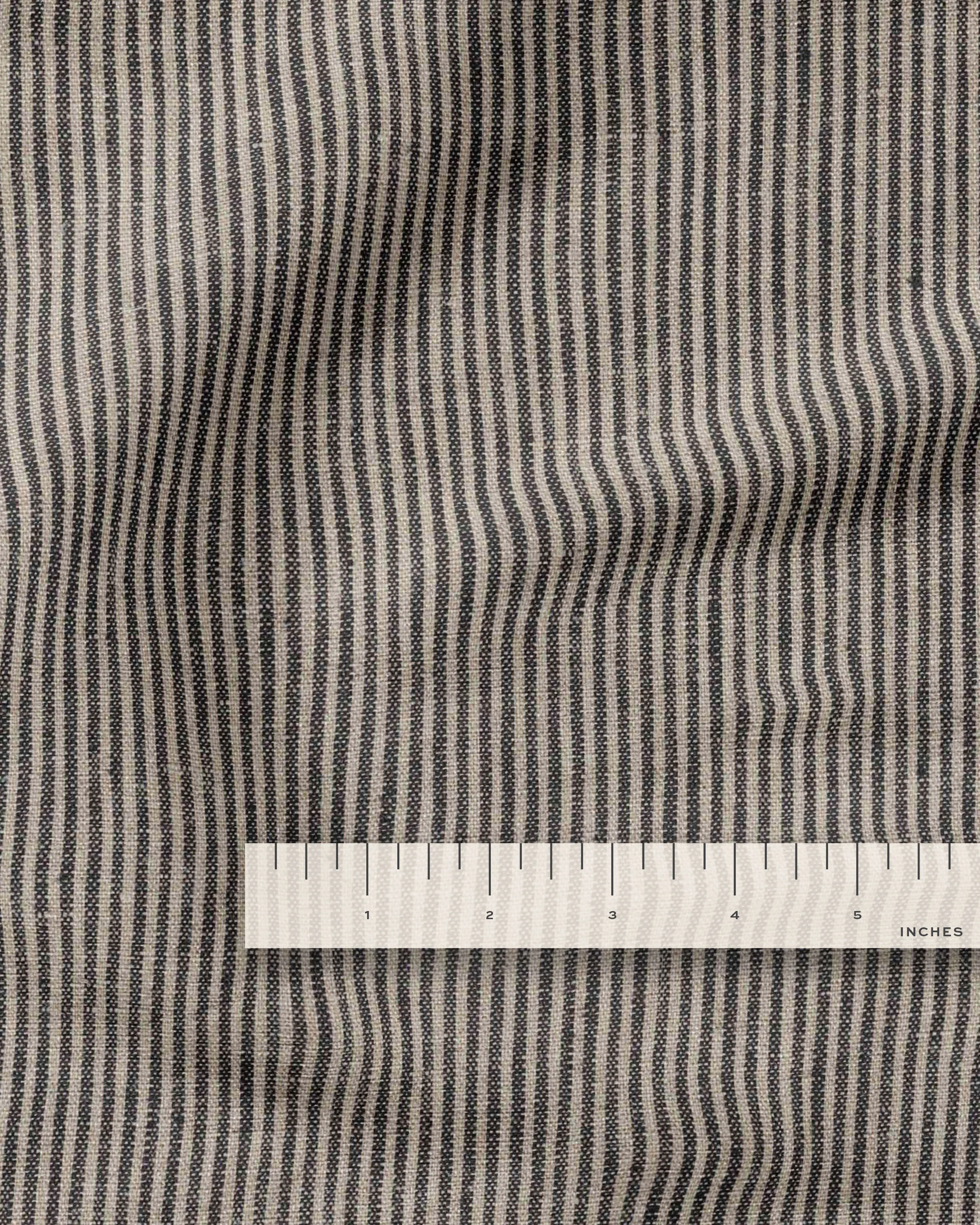 Black and Oat Railroad Stripe Linen - Image 3