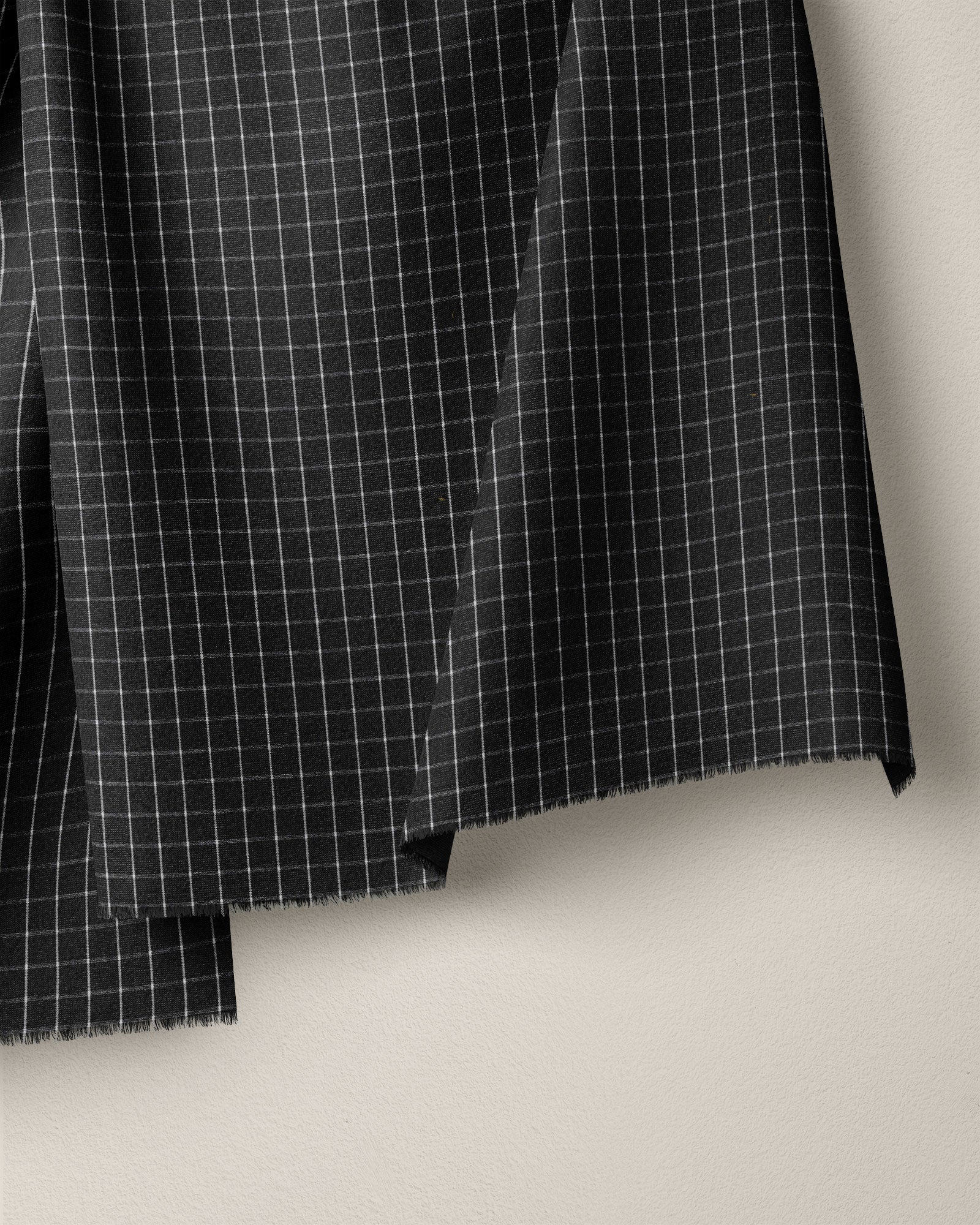 Black Small Grid Cotton Shirting