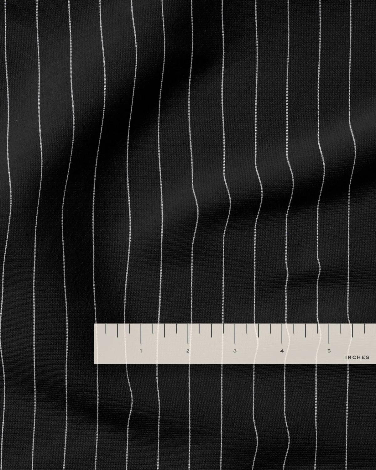 Black Wide Pinstripe Cotton Shirting - Image 3