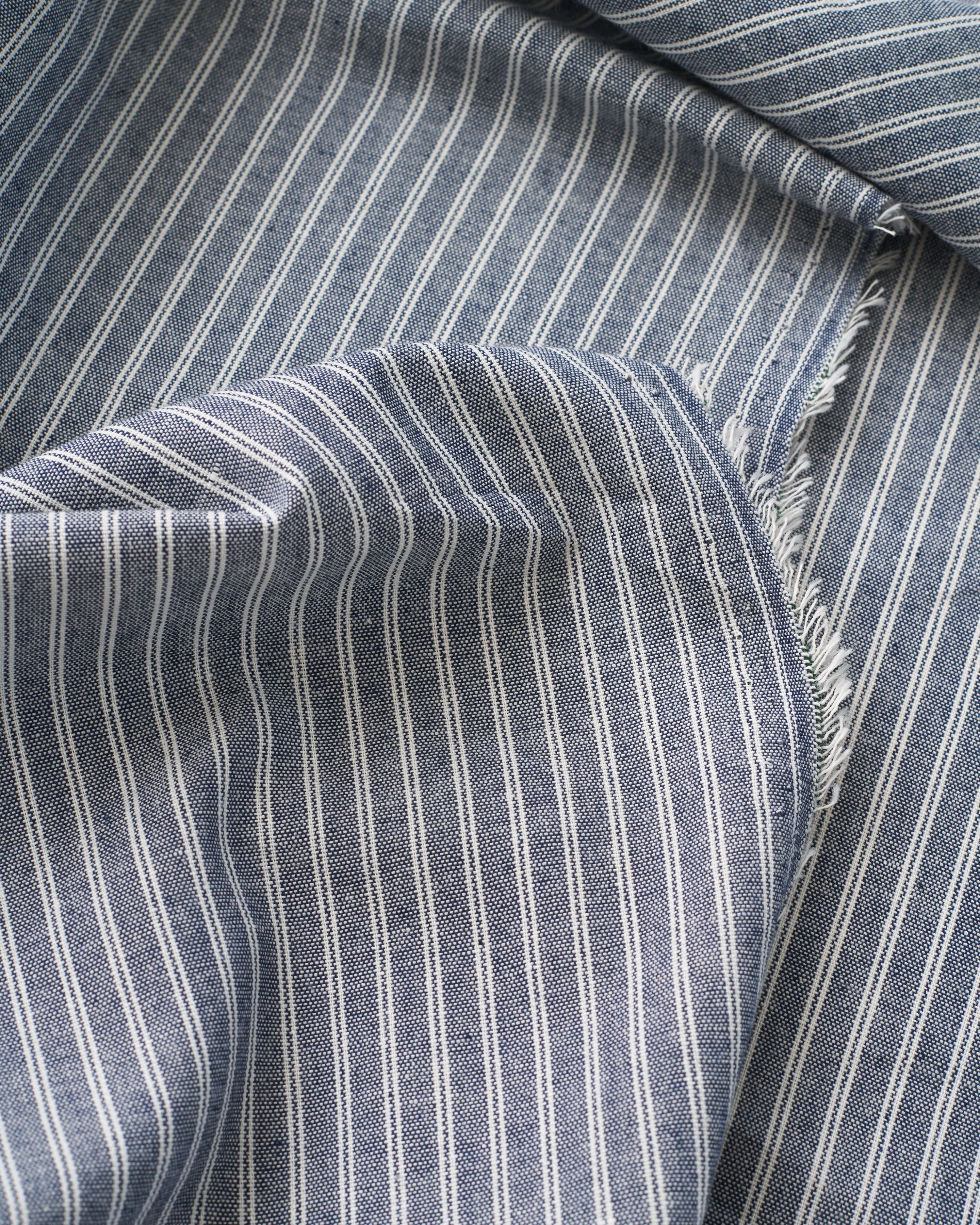 Blue and White Double Stripe Linen Cotton - Image 2
