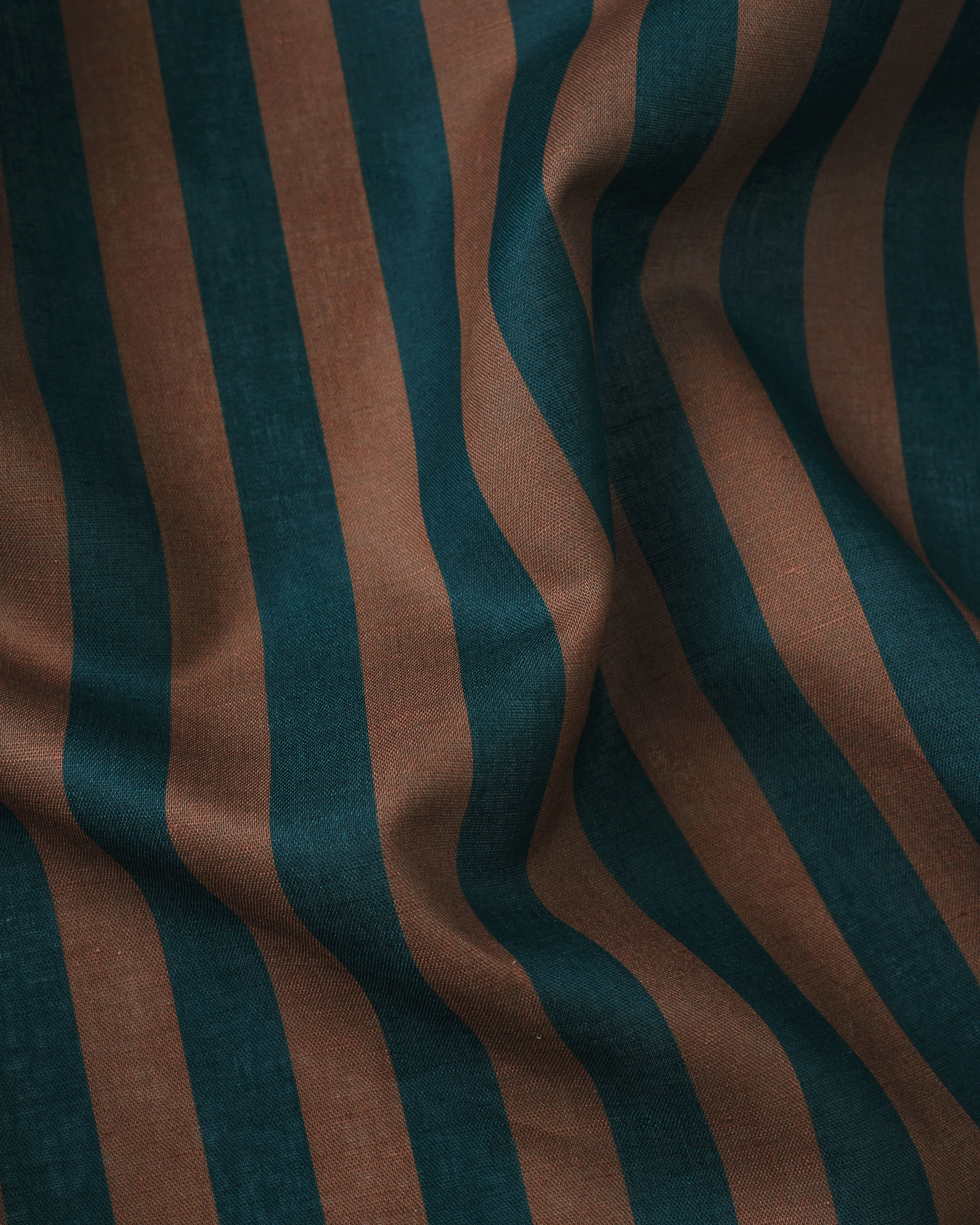 Brown and Navy Cotton Linen Stripe