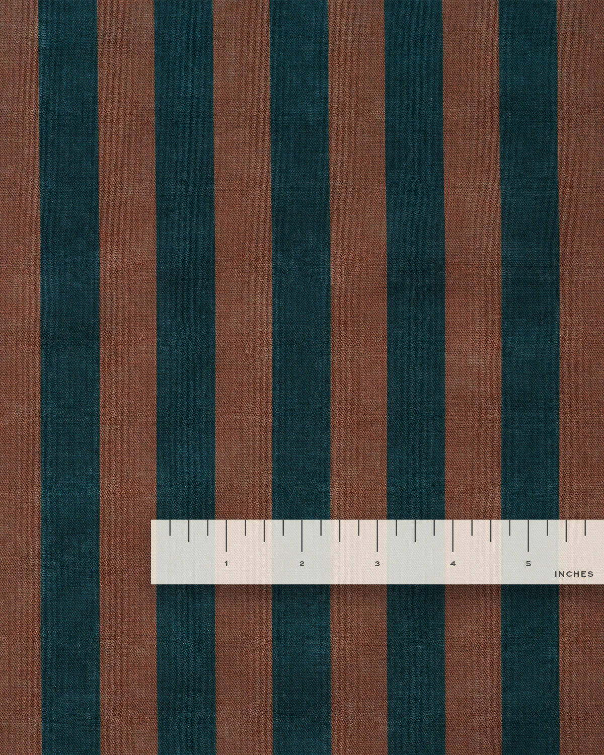 Brown and Navy Cotton Linen Stripe - Image 3