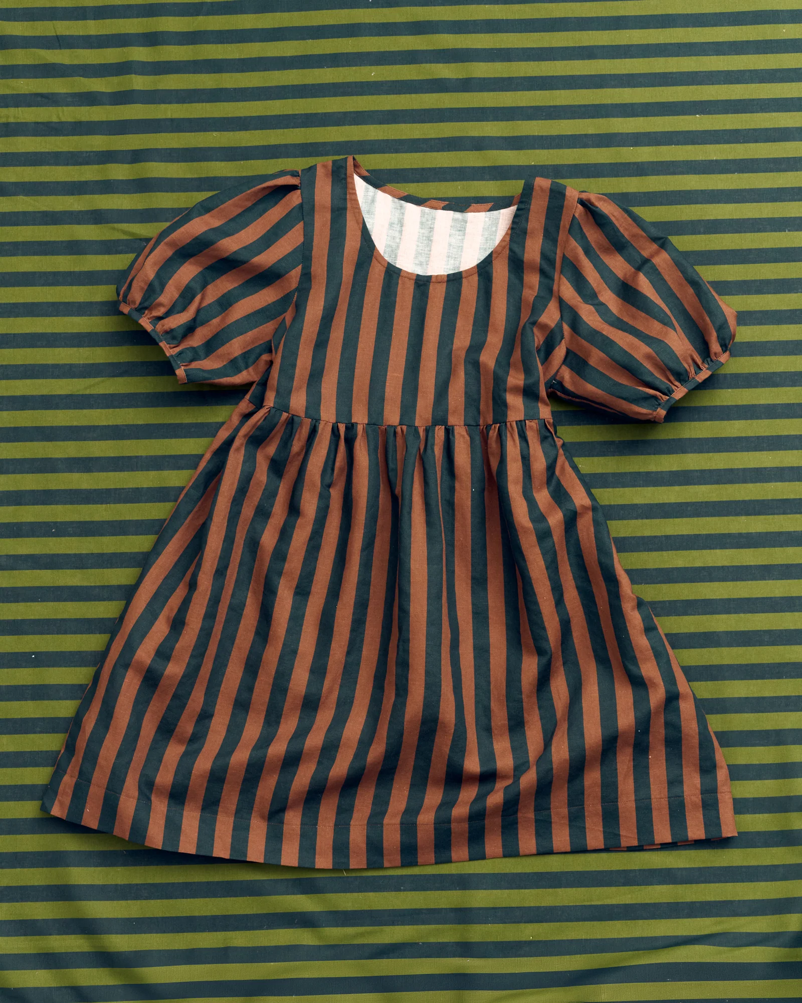 Brown and Navy Cotton Linen Stripe - Image 6