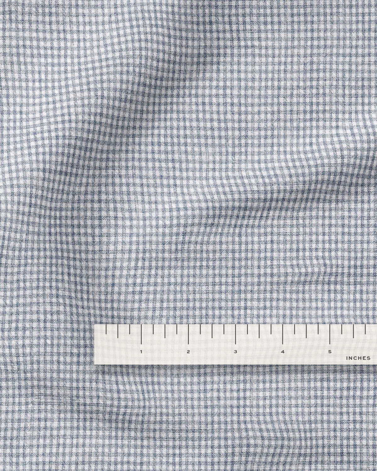 Cast Blue Tiny Gingham Stonewash Cotton Linen - Image 2