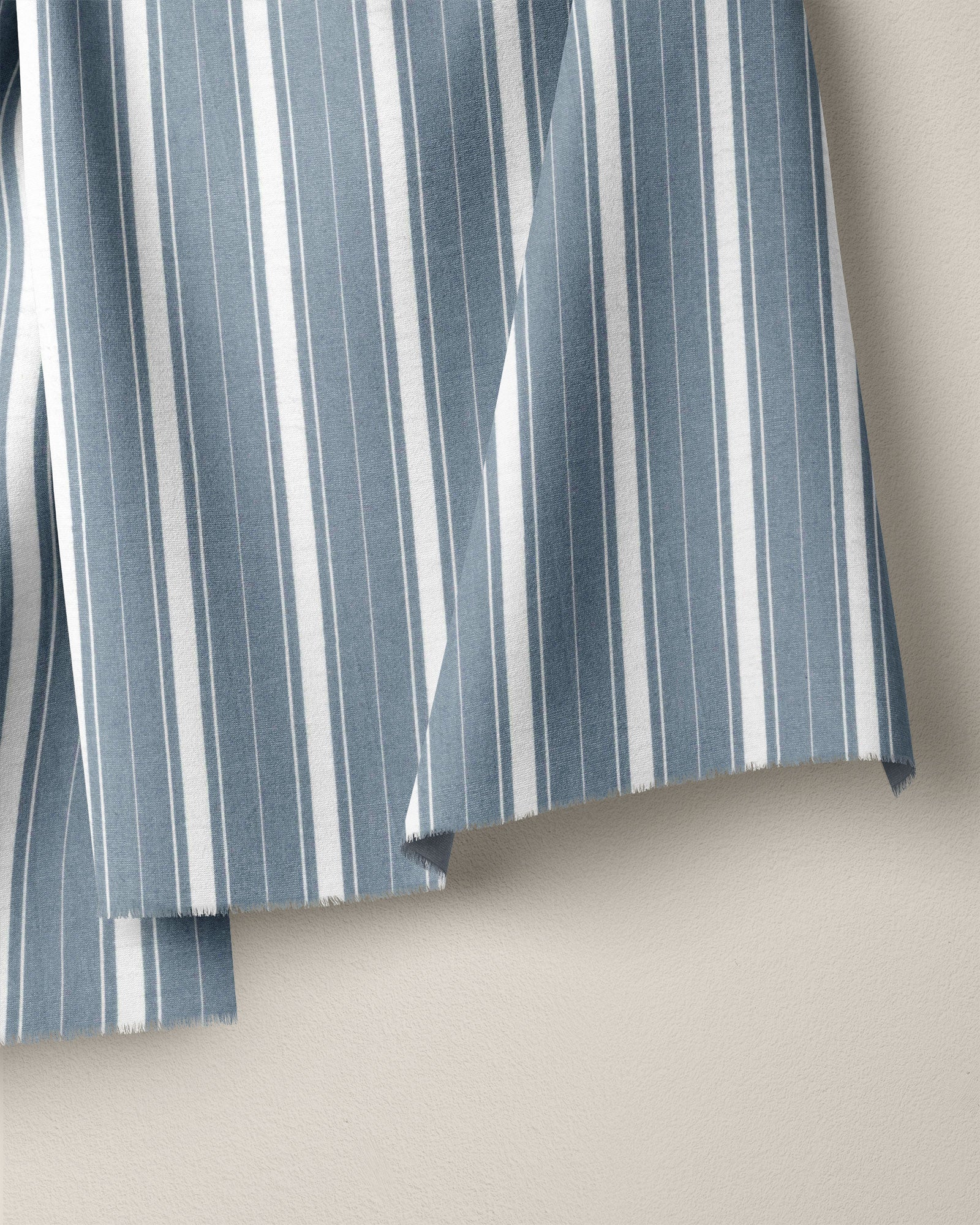 Chambray Blue Fun Stripe Washed Cotton - Image 2