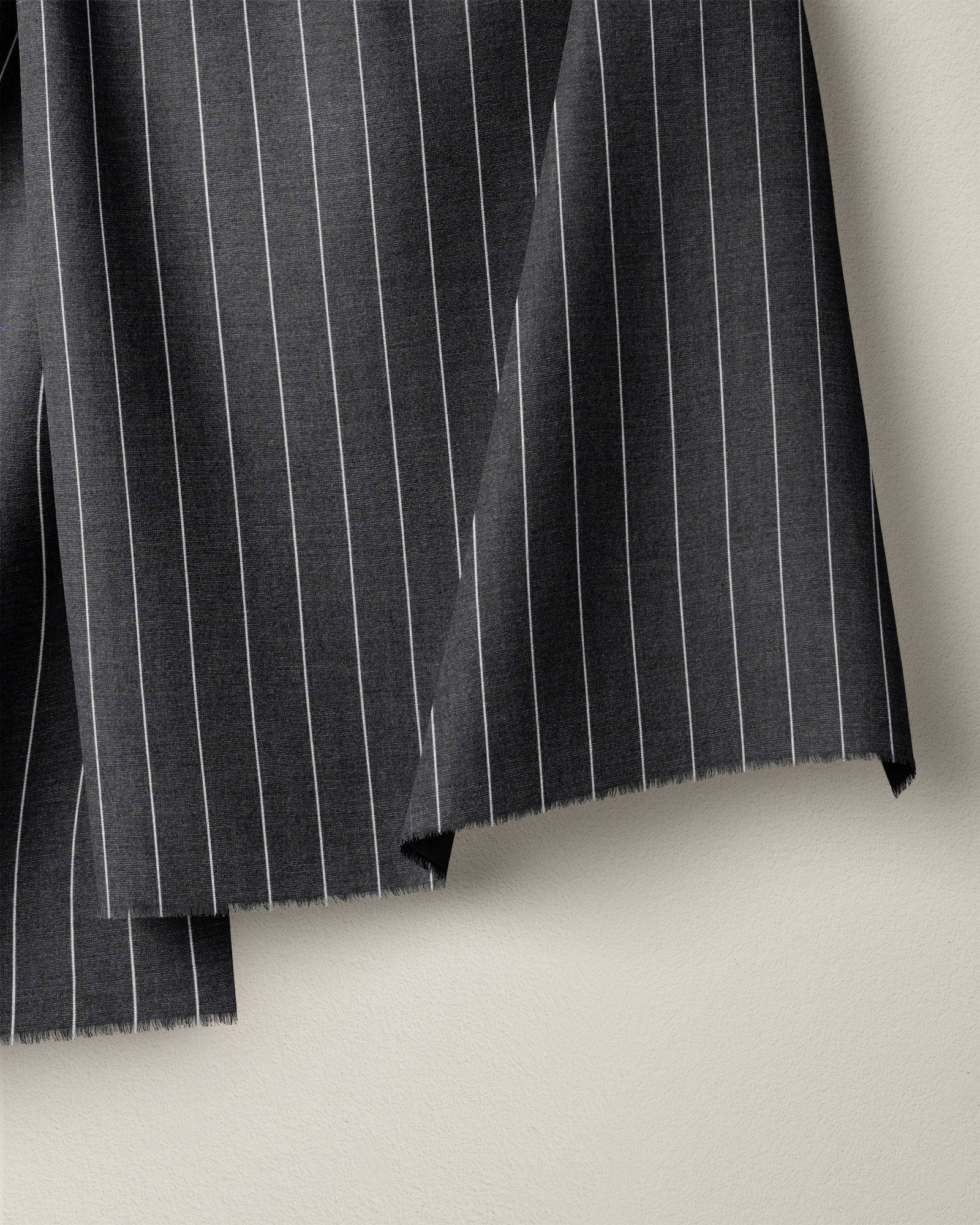 Charcoal Wide Pinstripe Cotton Shirting - Image 2