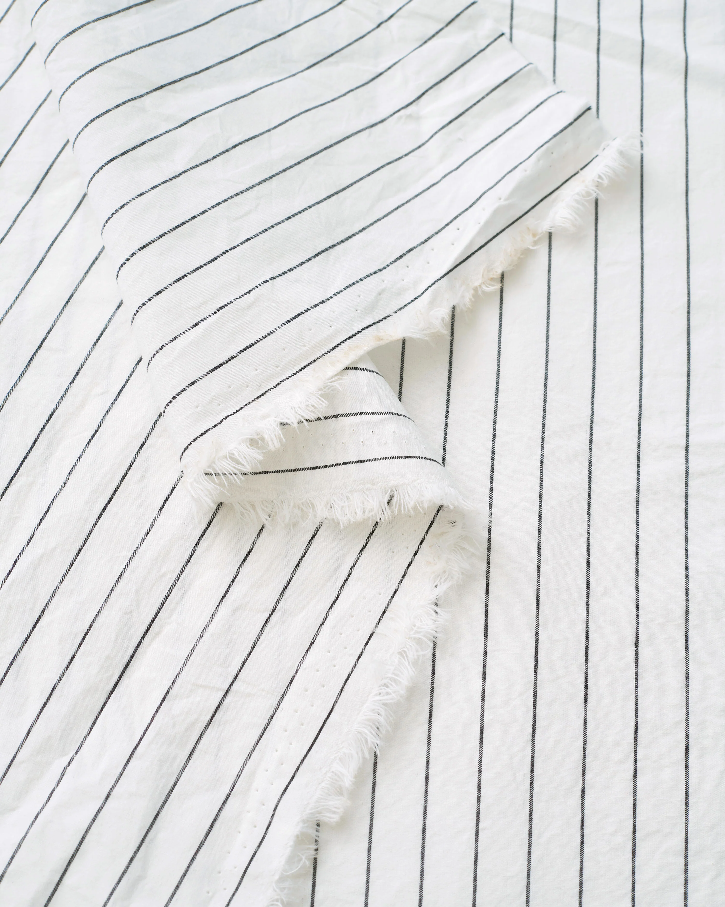 Classic Black and White Stripe Luxury Cotton Linen - Image 3