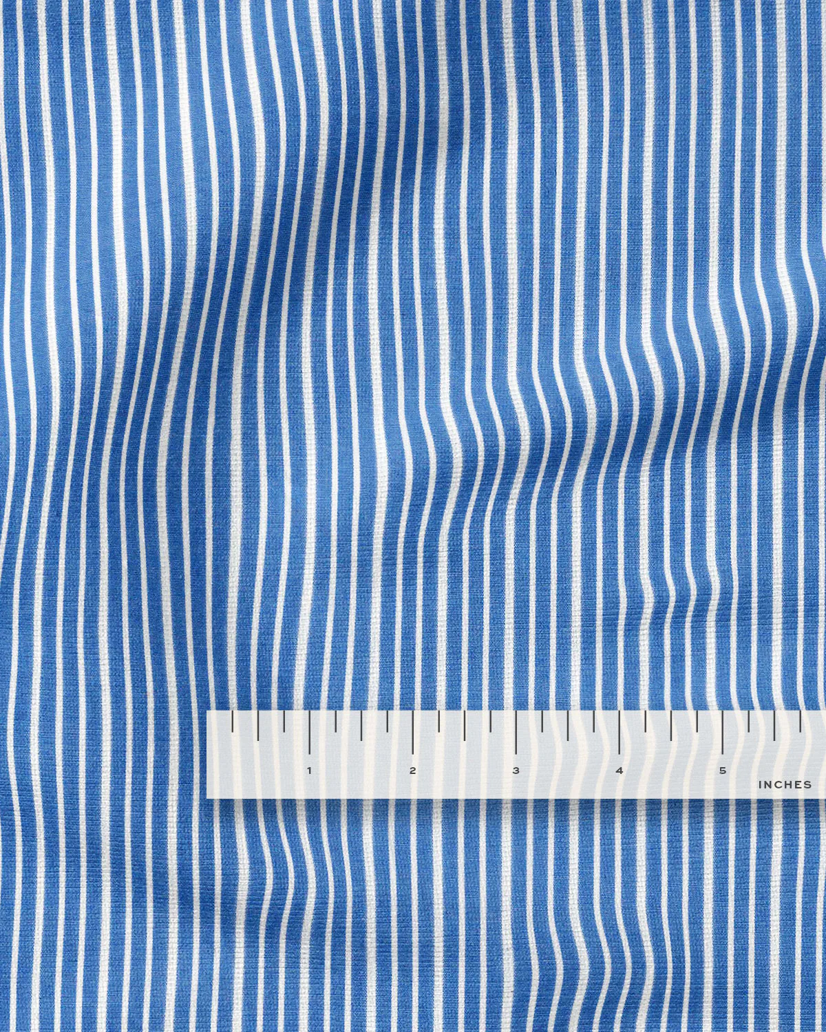 Classic Blue Wide Stripe Leno Weave Cotton Shirting - Image 3