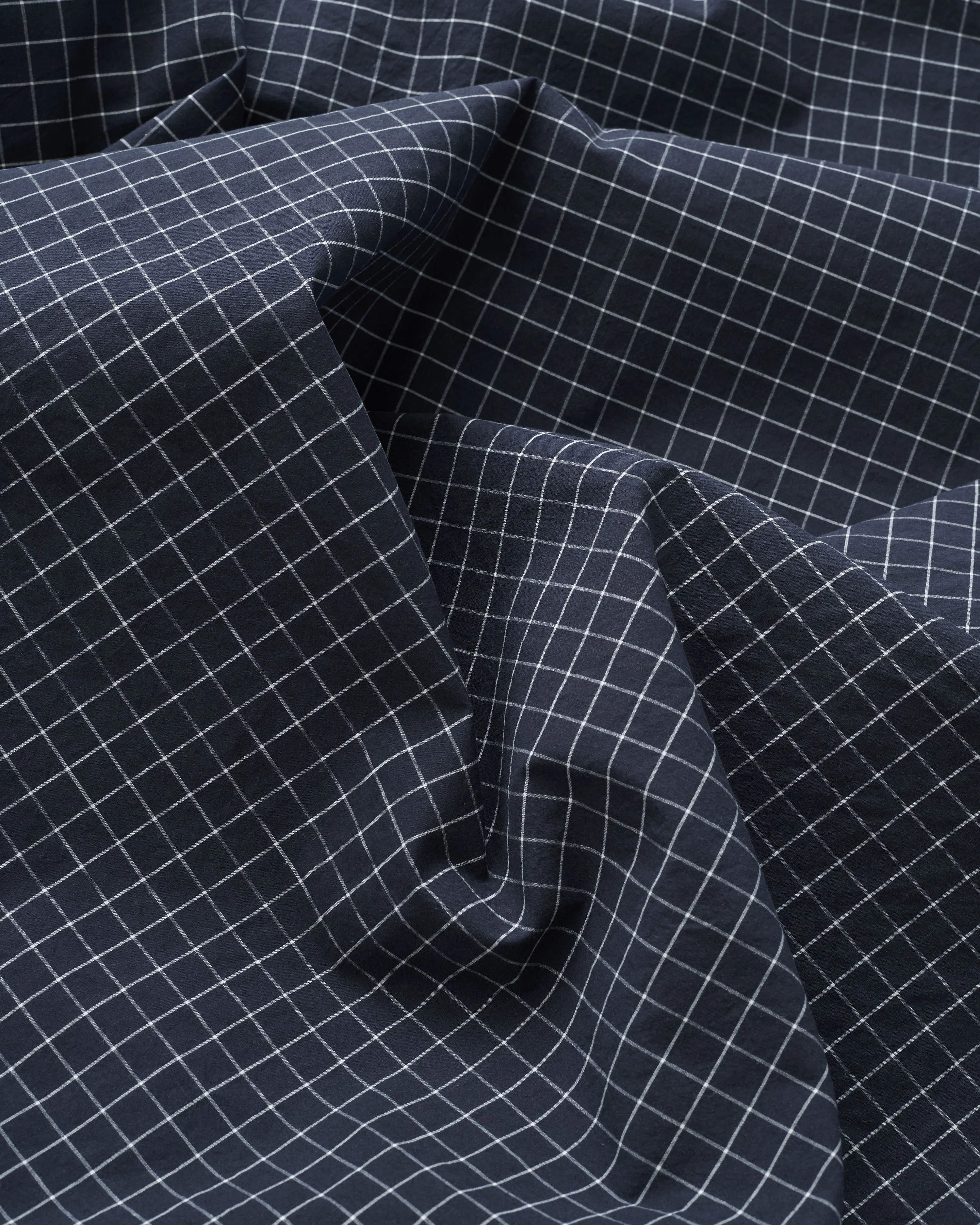 Classic Navy Check Luxury Cotton Linen