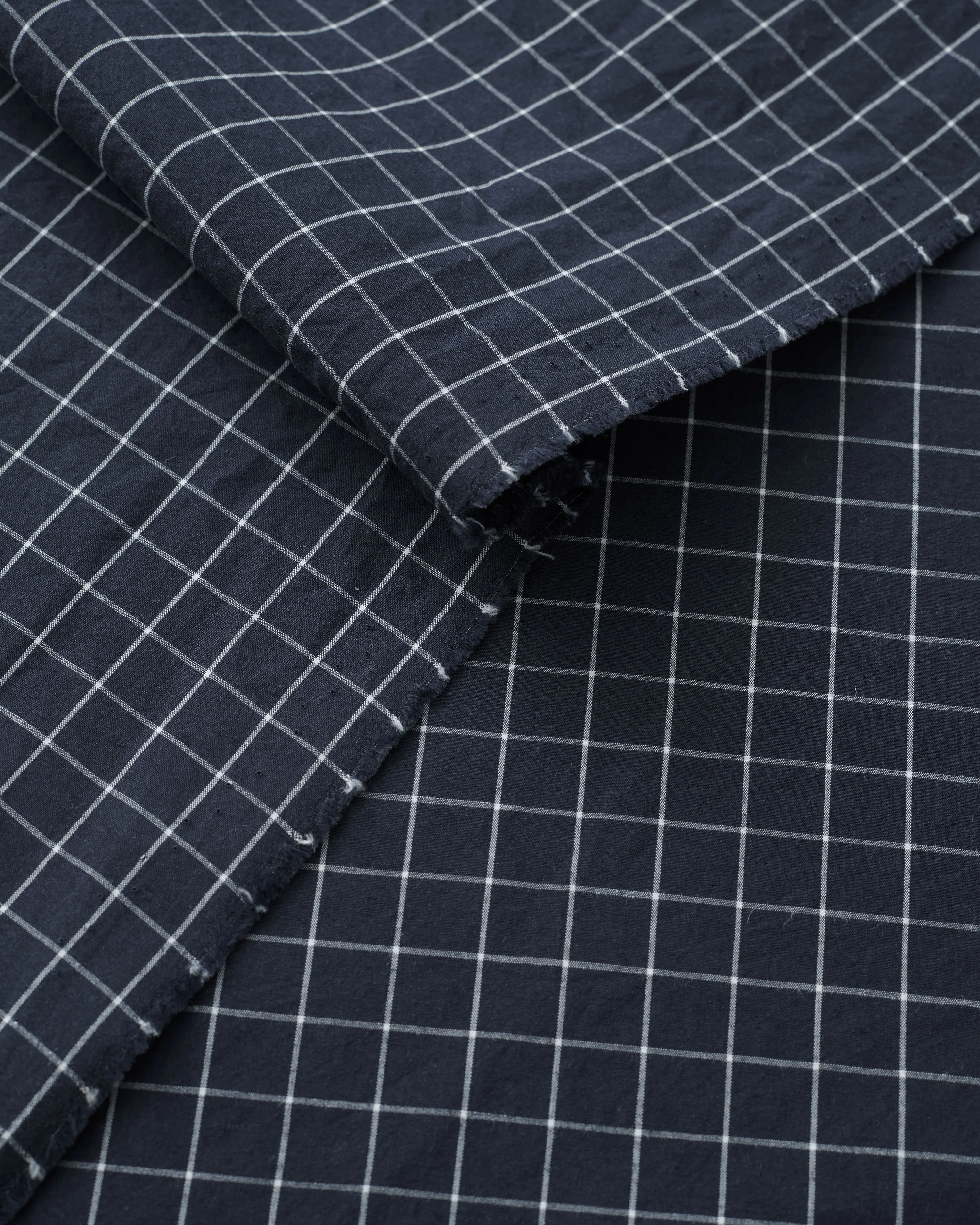 Classic Navy Check Luxury Cotton Linen - Image 3