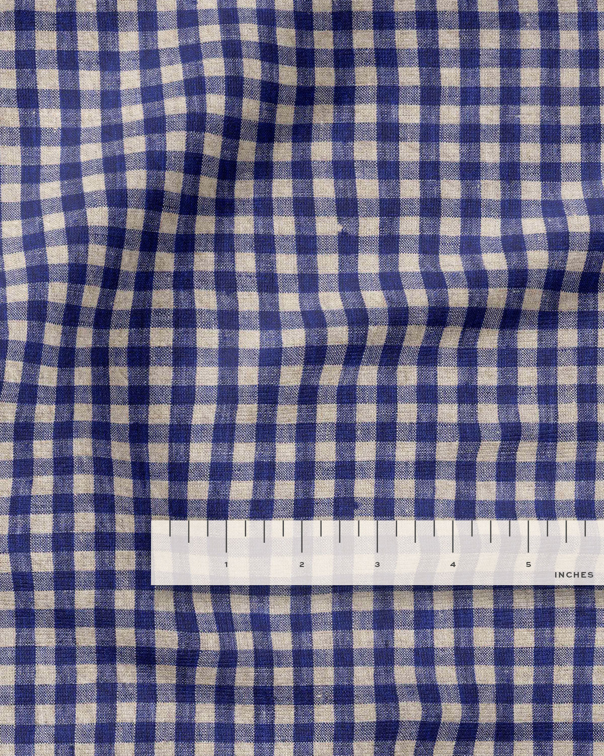 Cobalt Small Gingham Stonewashed Linen - Image 3