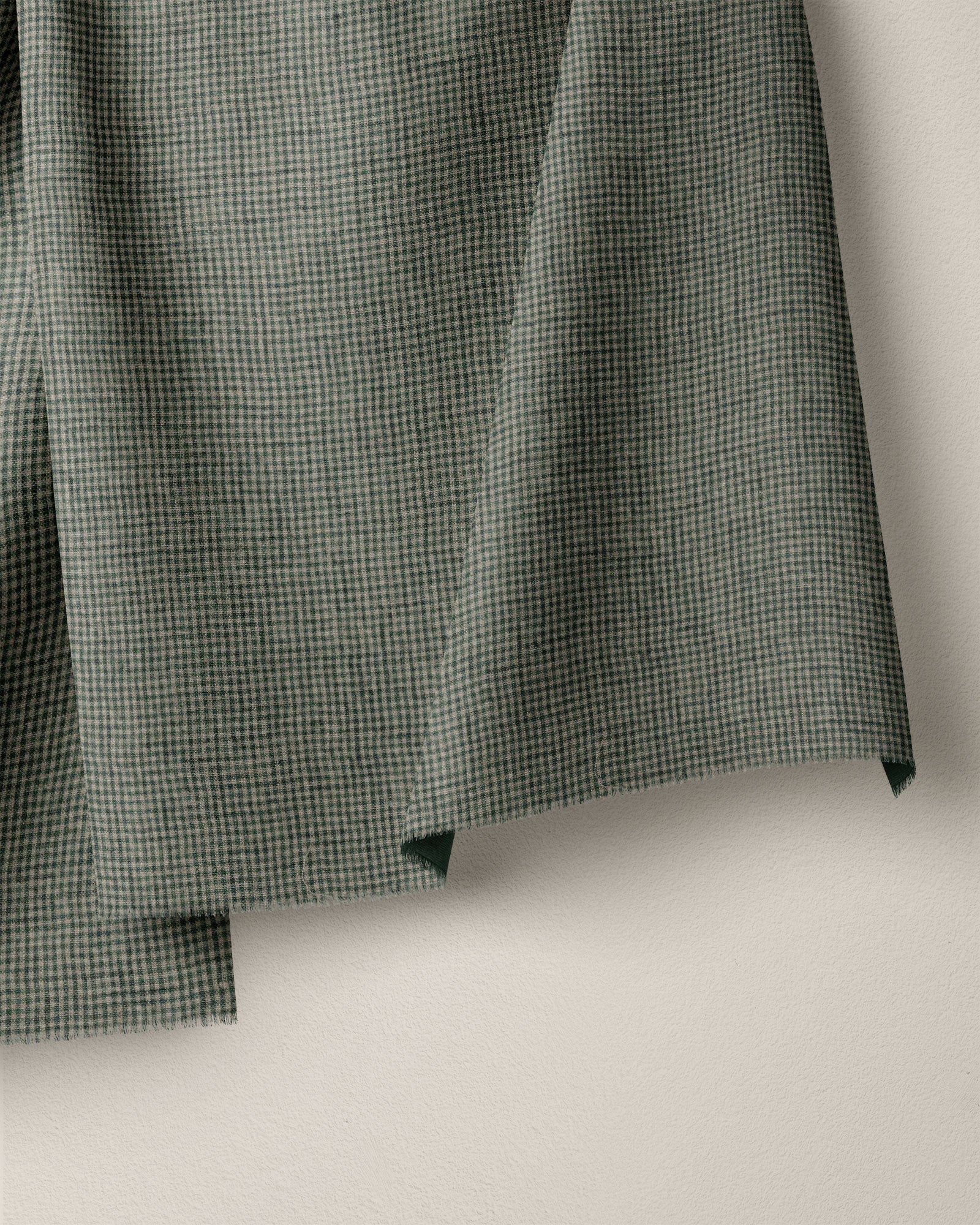 Dark Green Tiny Gingham Stonewashed Linen - Image 2