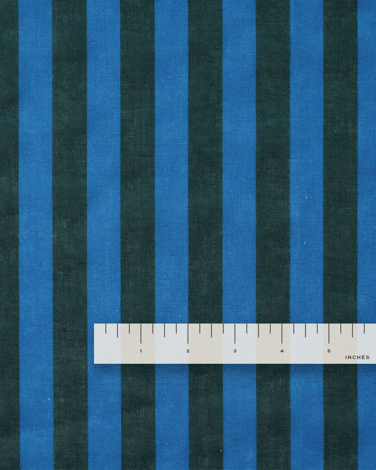 Deep Green and Blue Cotton Linen Stripe - Image 3