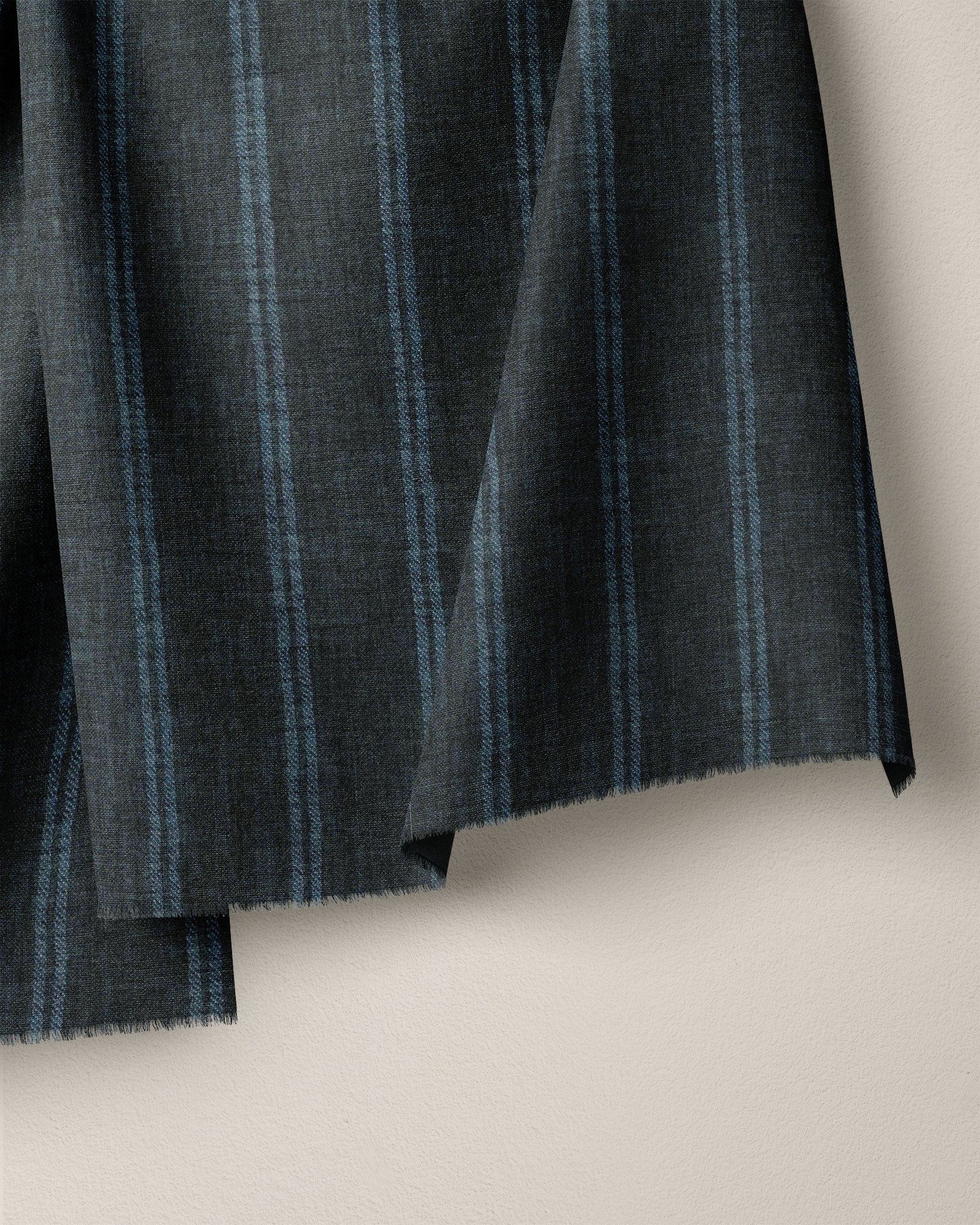 Deep Sea Twin Stripe Washed Linen - Image 2