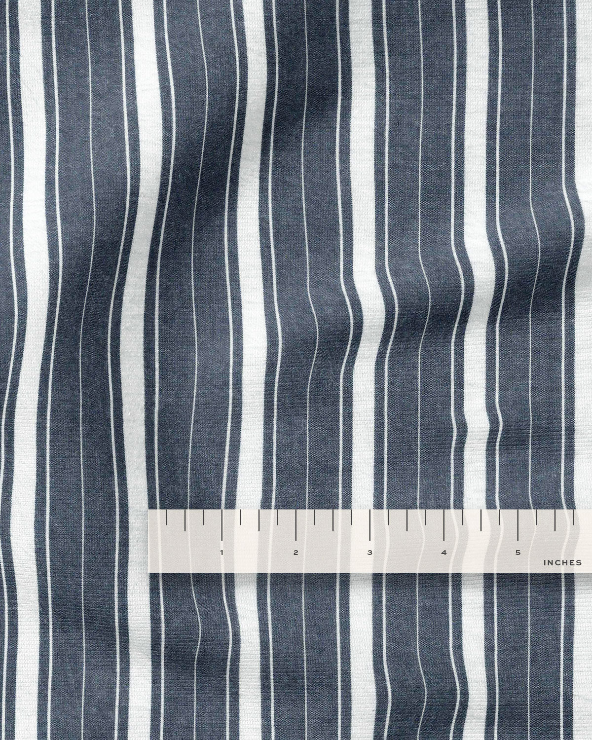Denim Blue Fun Stripe Washed Cotton - Image 3