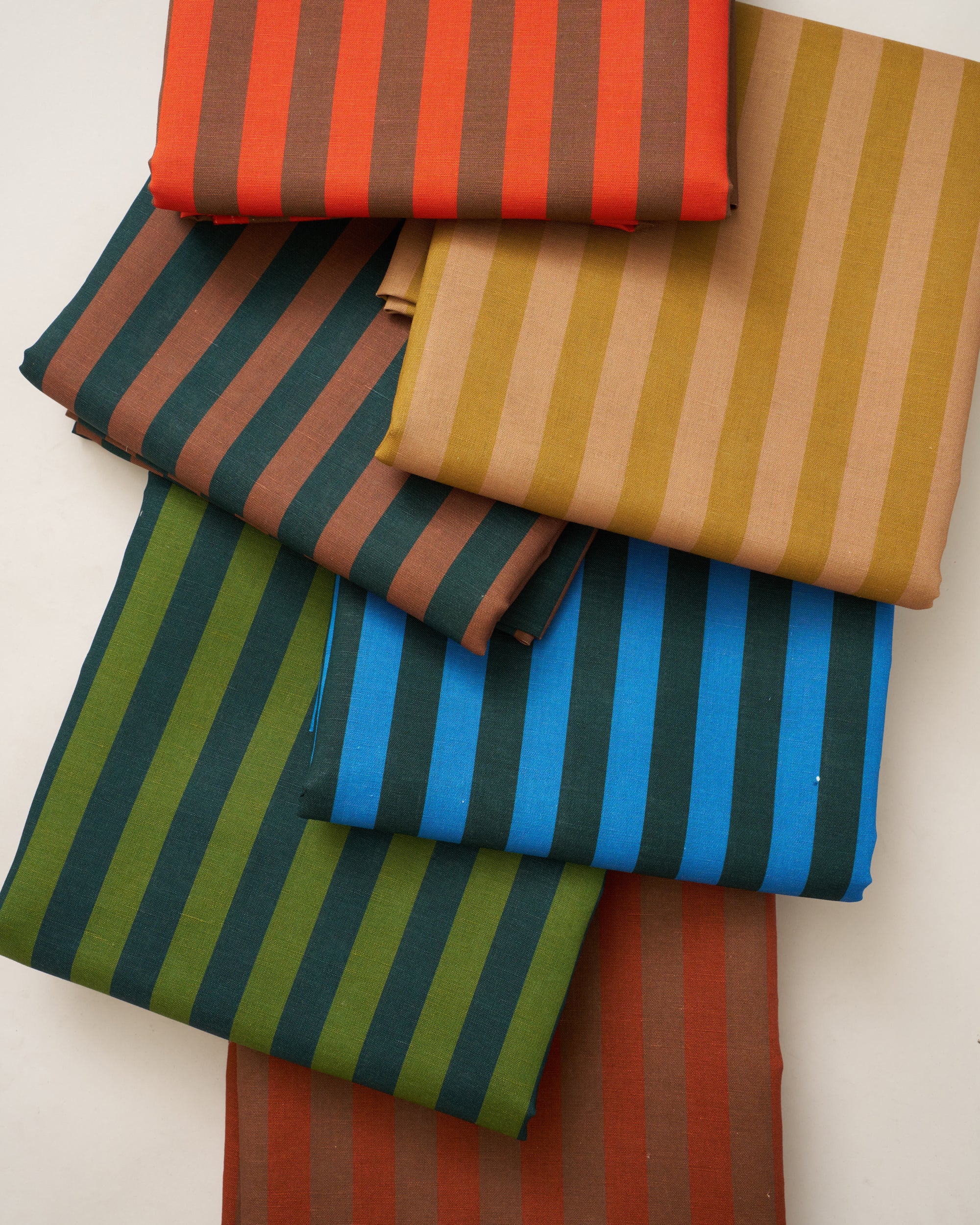Brown and Navy Cotton Linen Stripe - Image 4