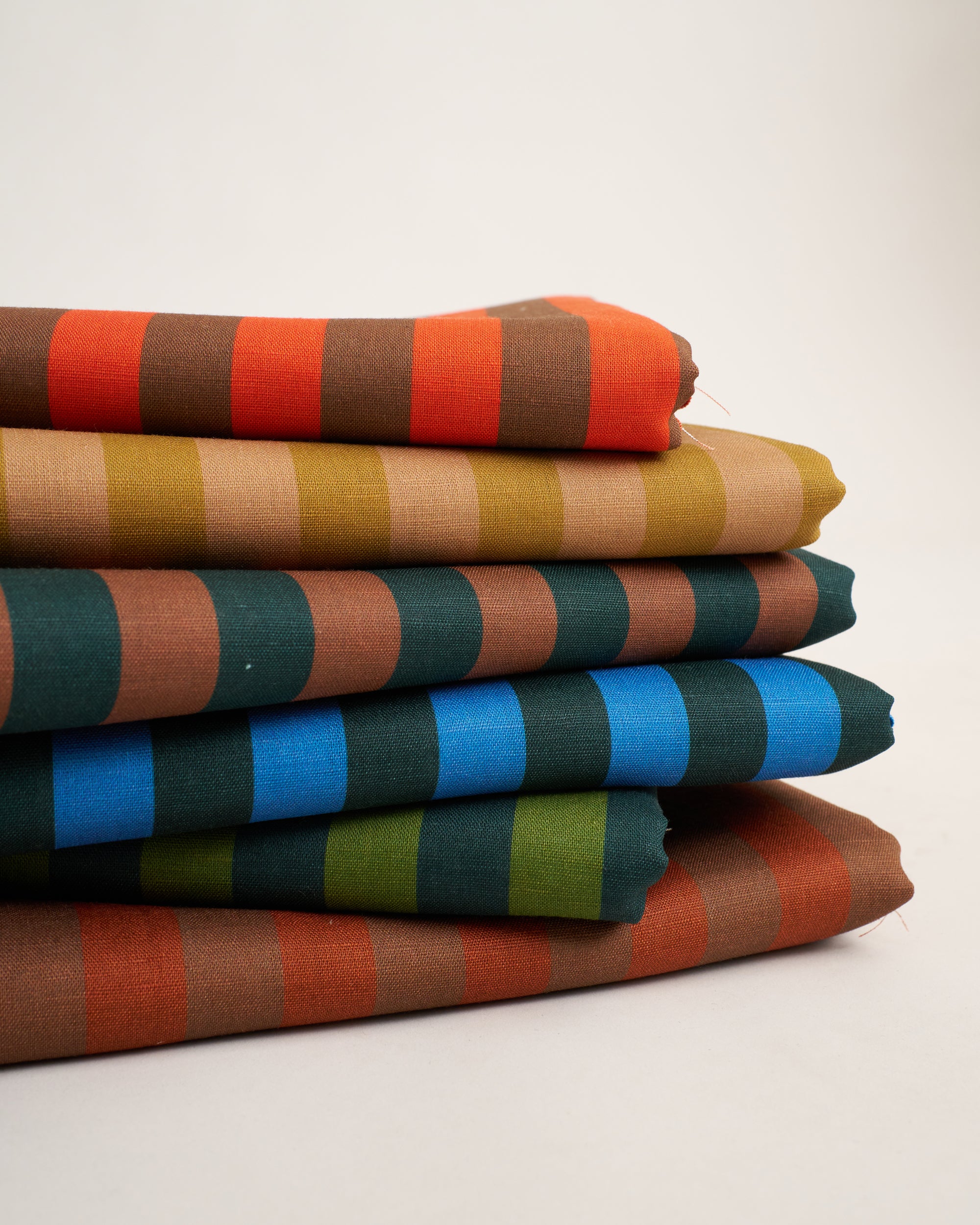Brown and Navy Cotton Linen Stripe - Image 5