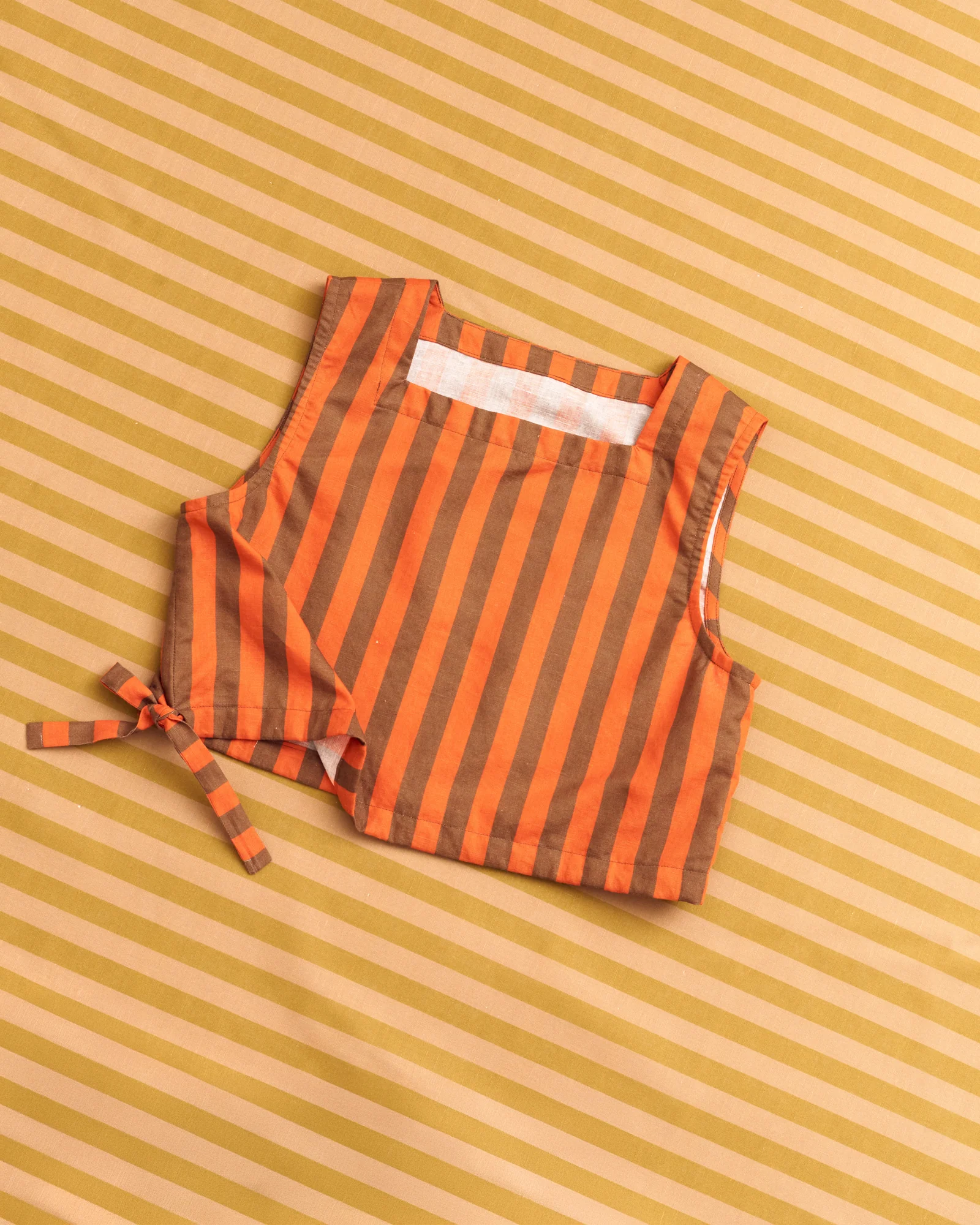 Gold and Fawn Cotton Linen Stripe - Image 6