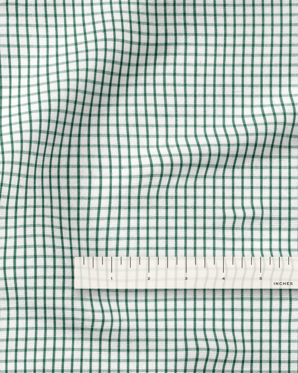 Green Small Check Cotton Shirting - Image 3