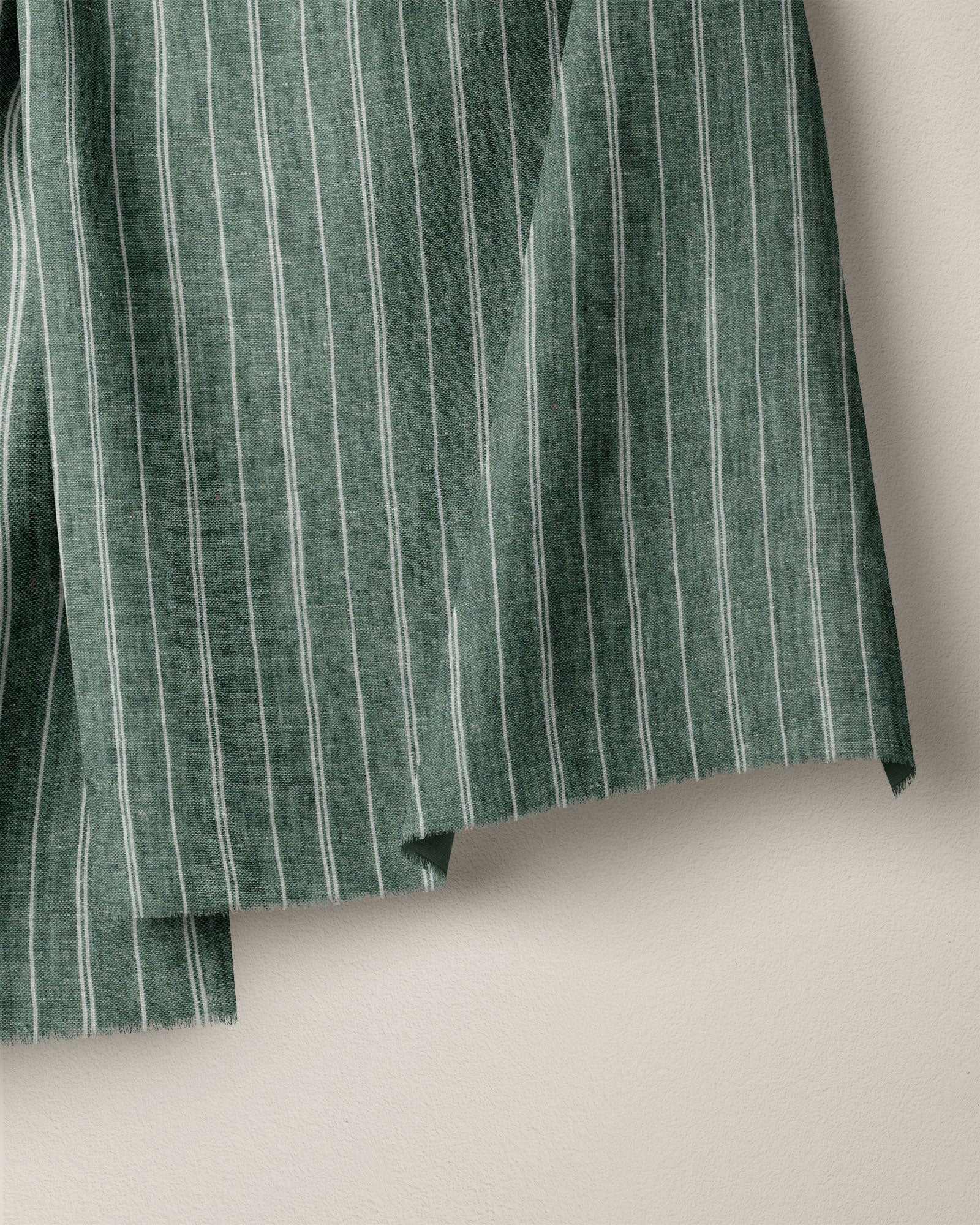 Jade Green Pinstripe Washed Linen - Image 2