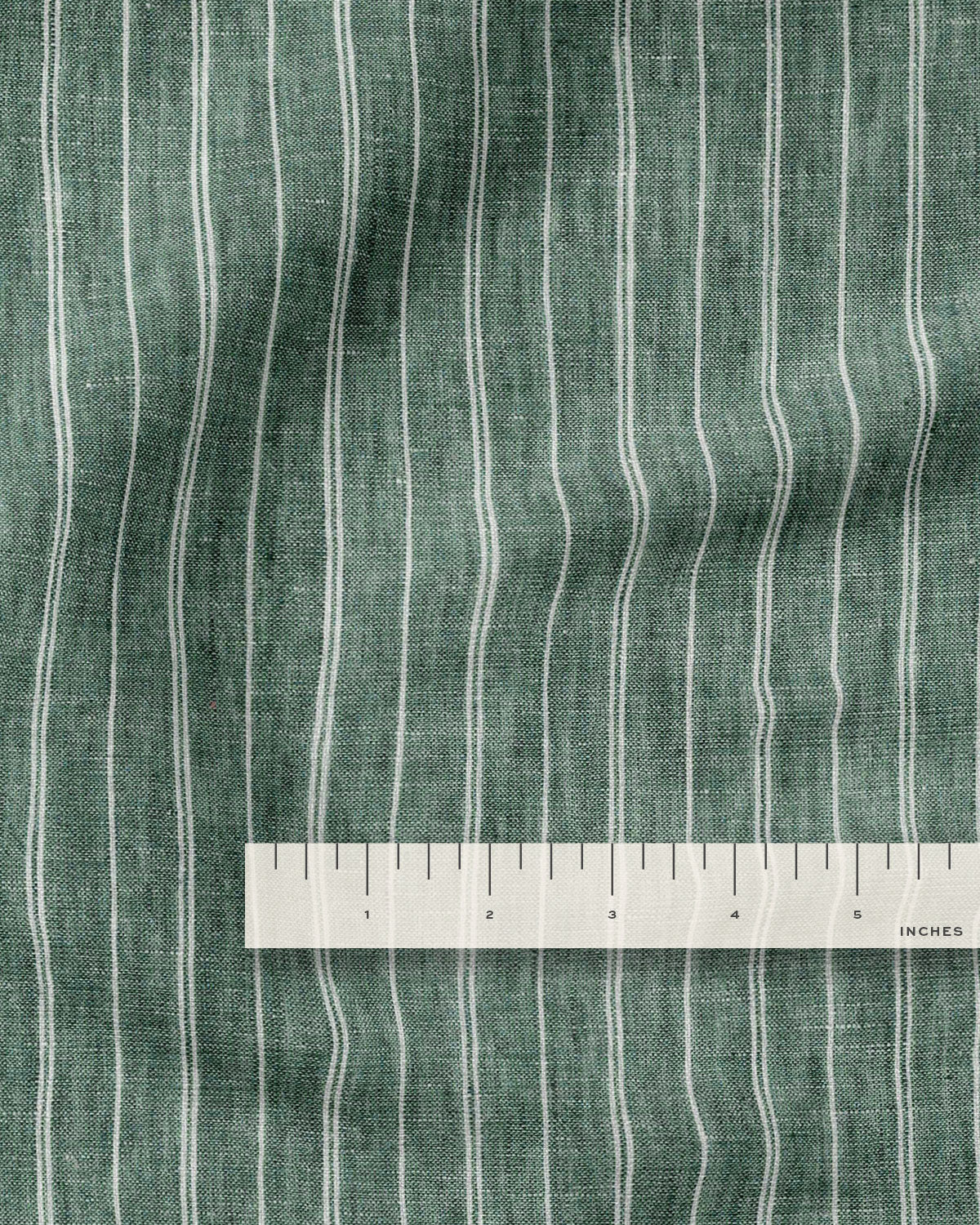 Jade Green Pinstripe Washed Linen - Image 3