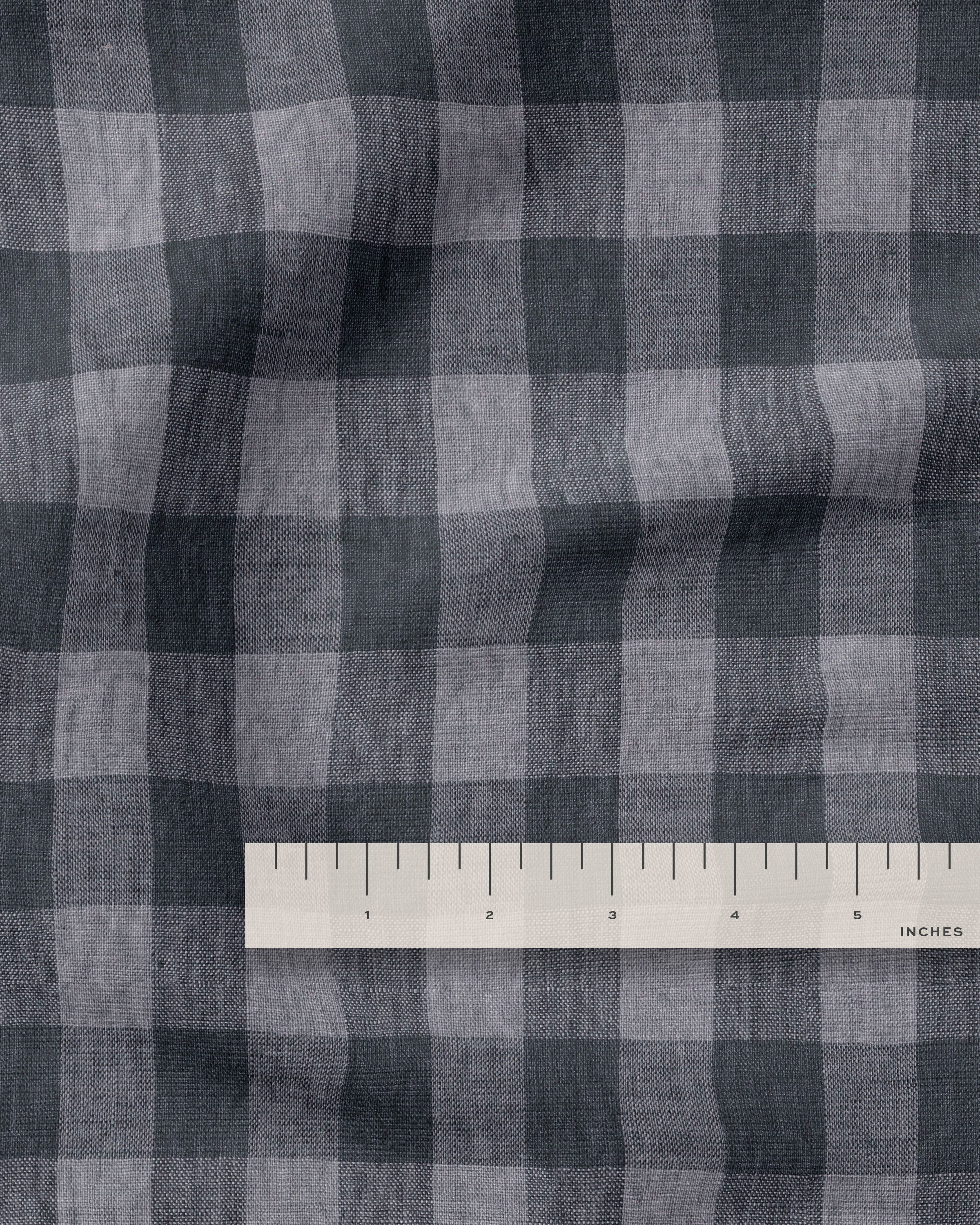 Large Charcoal Gingham Linen - Image 3