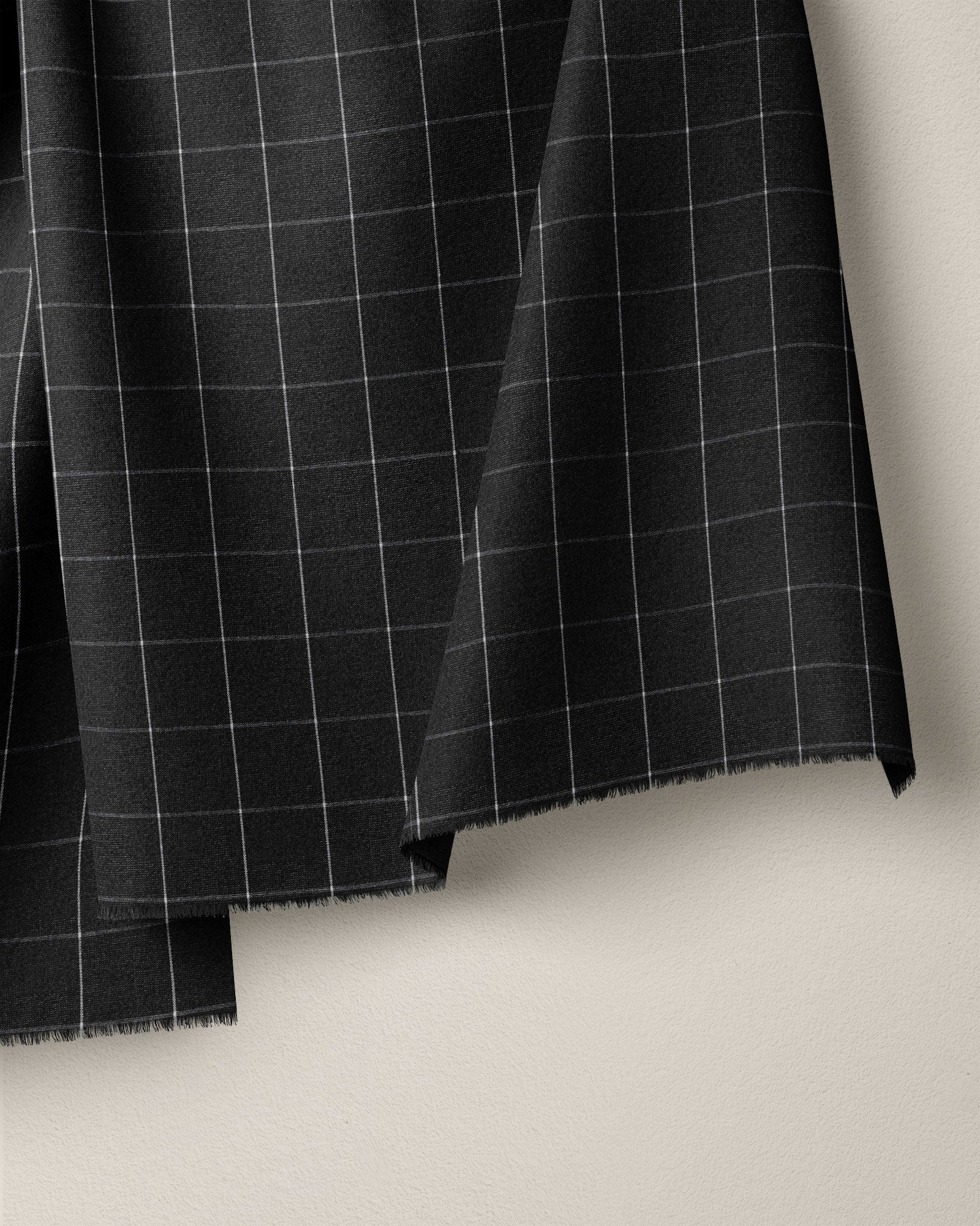 Black Large Grid Cotton Shirting
