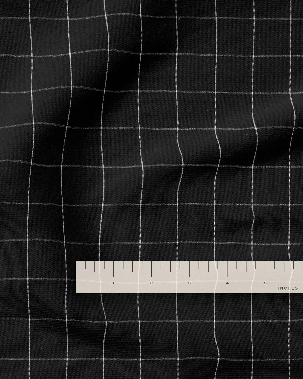 Black Large Grid Cotton Shirting - Image 3