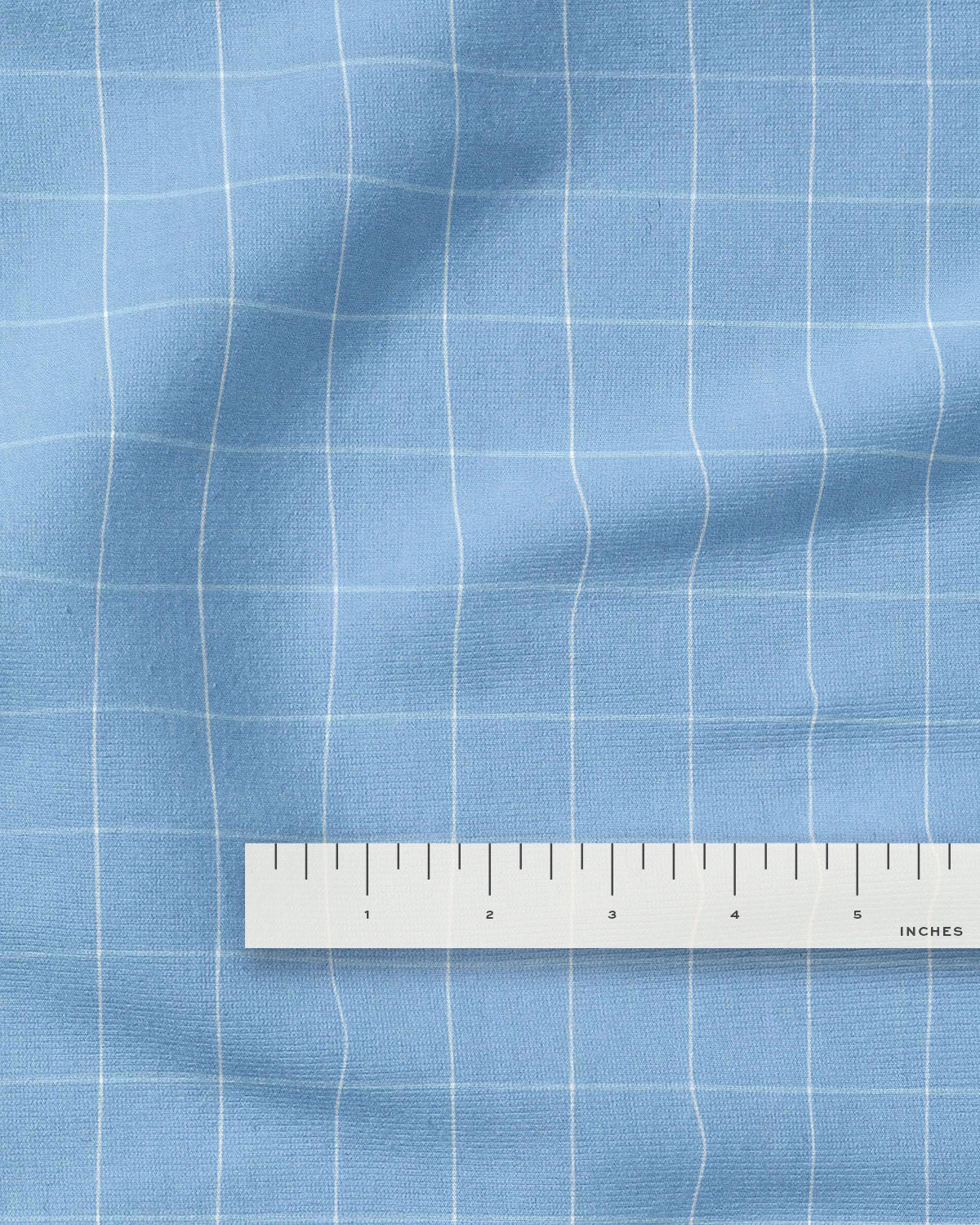 Light Blue Large Grid Cotton Shirting - Image 3