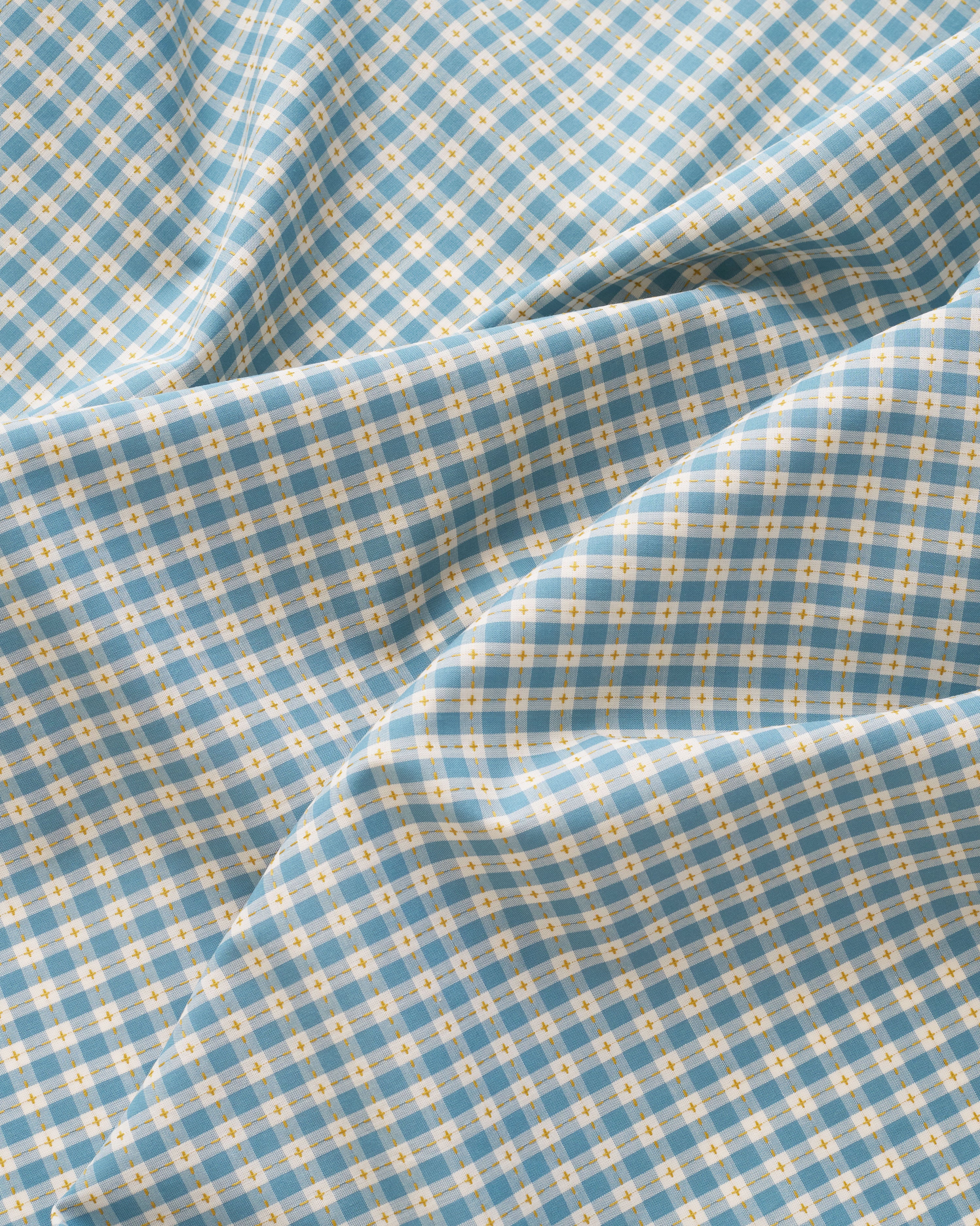 Light Blue Small Stitch Gingham Cotton