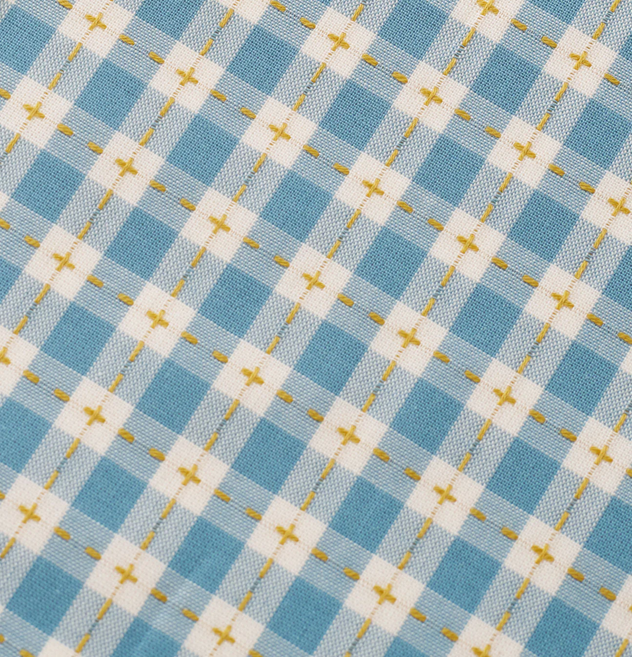 Light Blue Small Stitch Gingham Cotton - Image 4