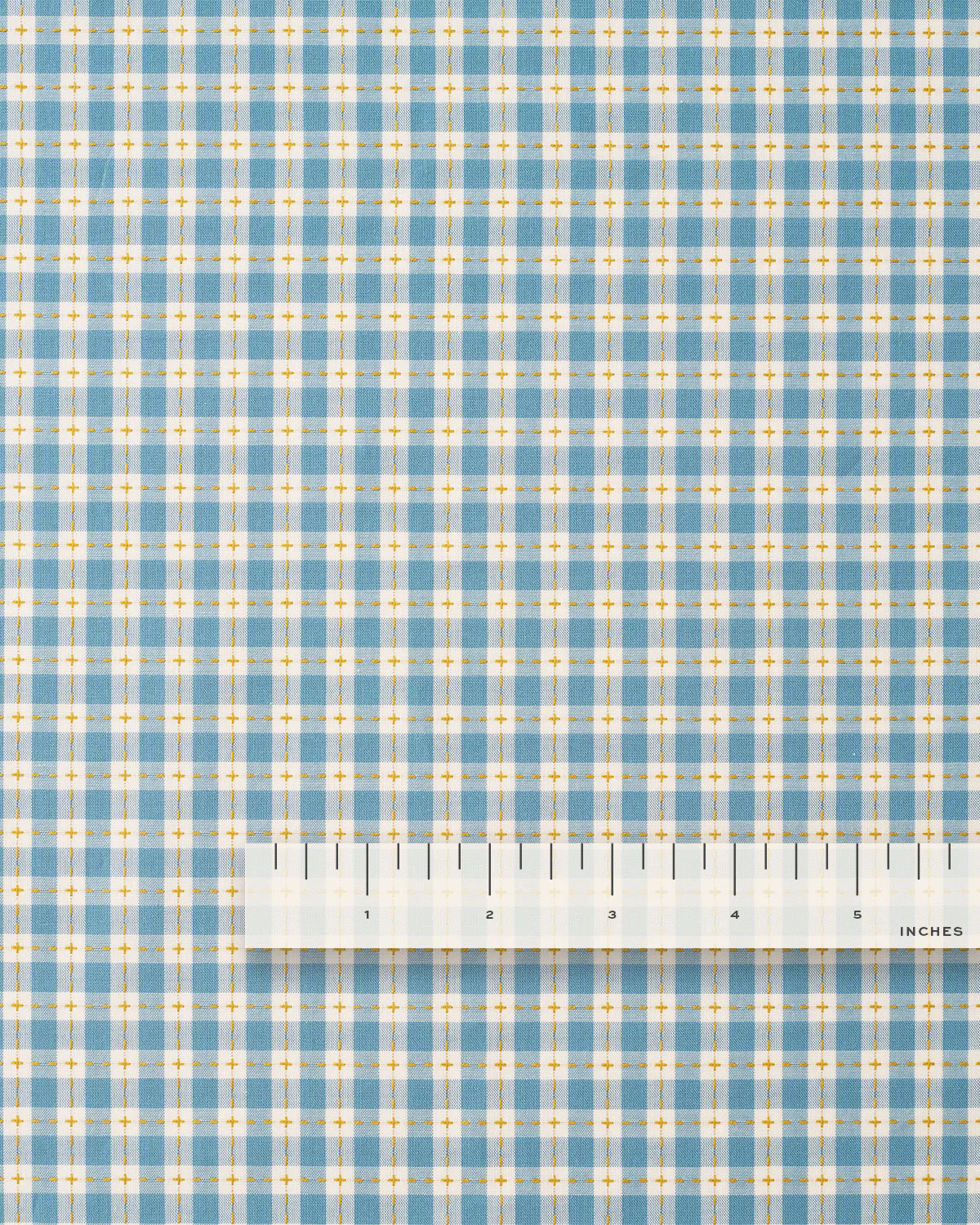 Light Blue Small Stitch Gingham Cotton - Image 5