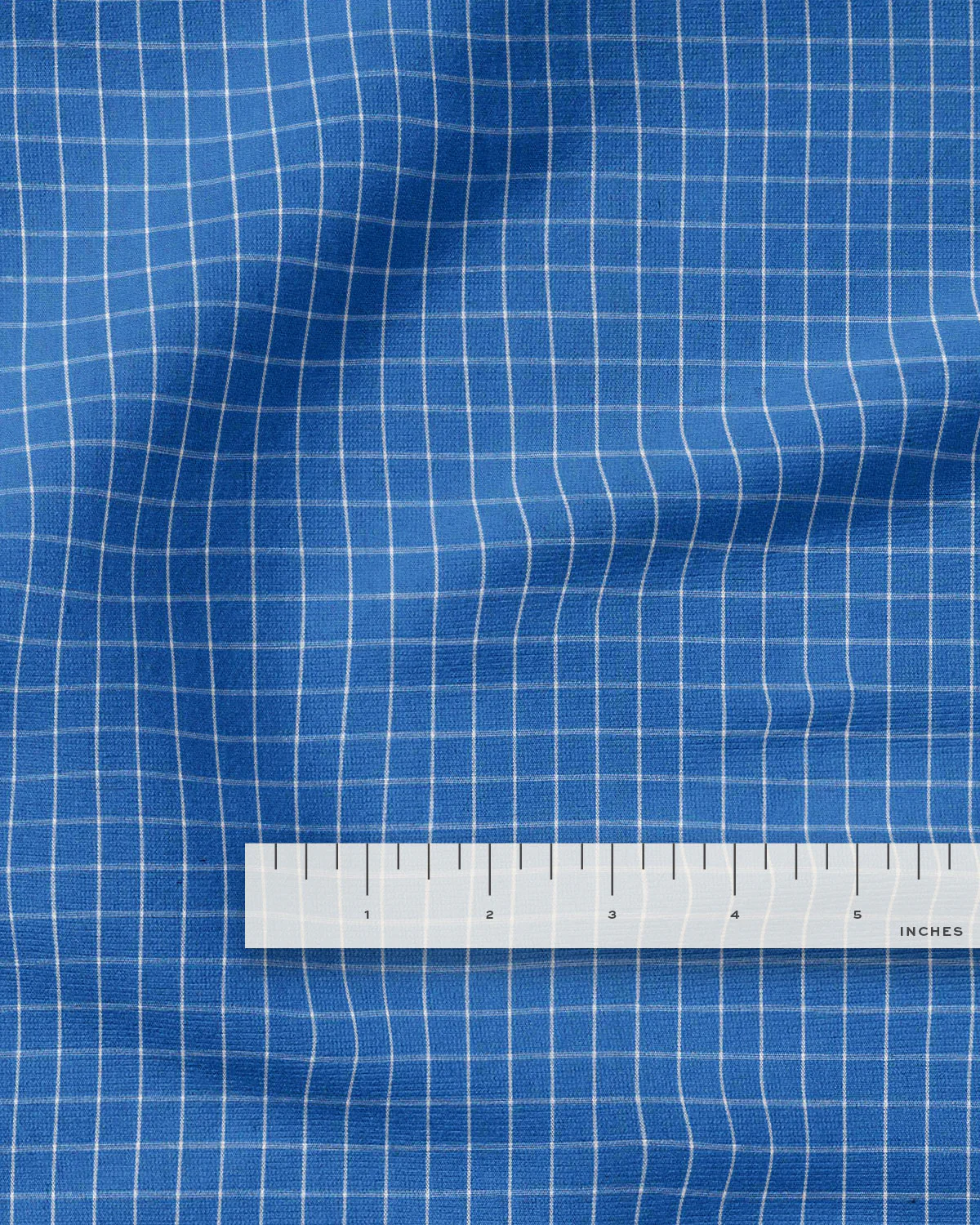 Mid Blue Small Grid Cotton Shirting - Image 3