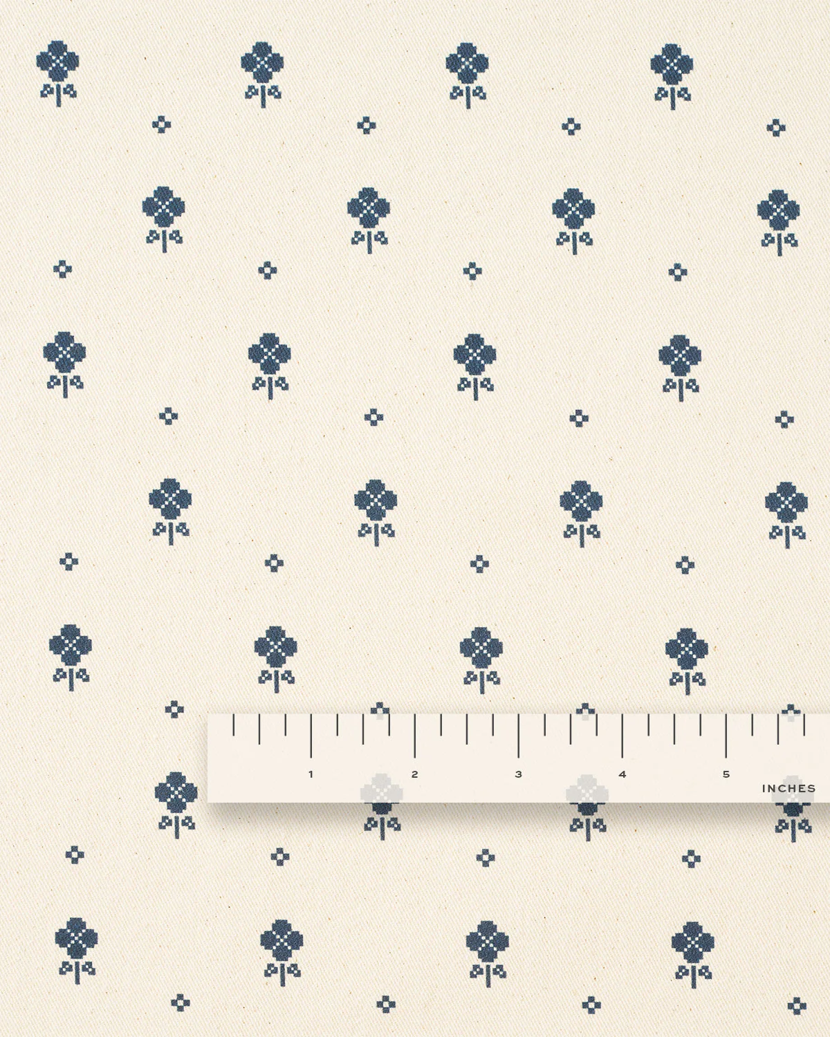 Natural Pixel Flower Printed Cotton Twill - Image 3