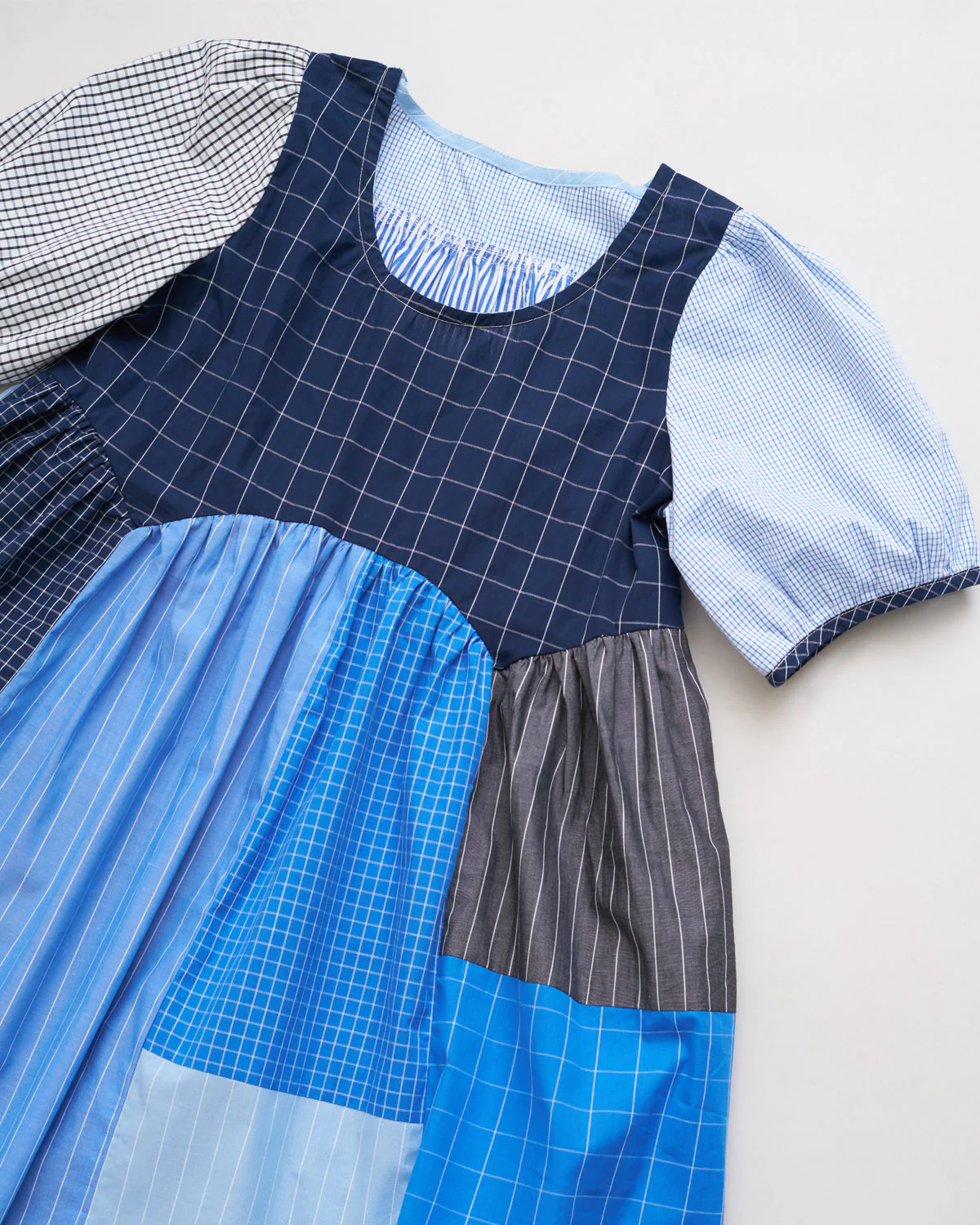 Classic Blue Wide Stripe Leno Weave Cotton Shirting - Image 5