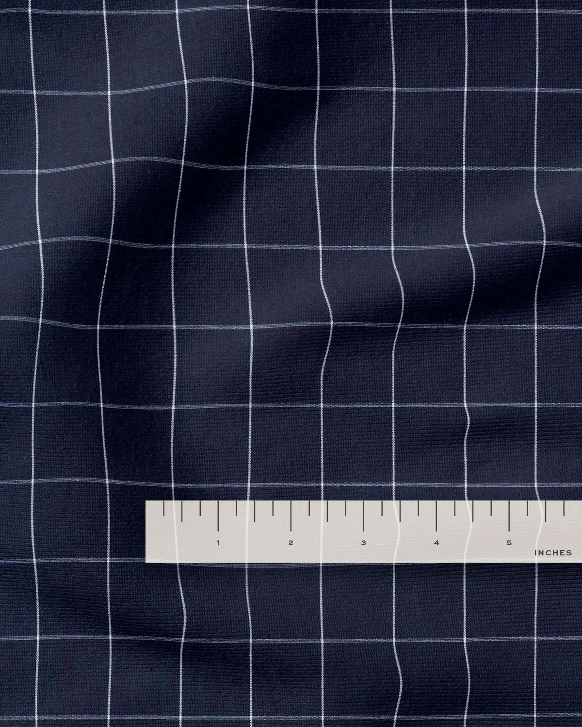 Navy Large Grid Cotton Shirting - Image 3