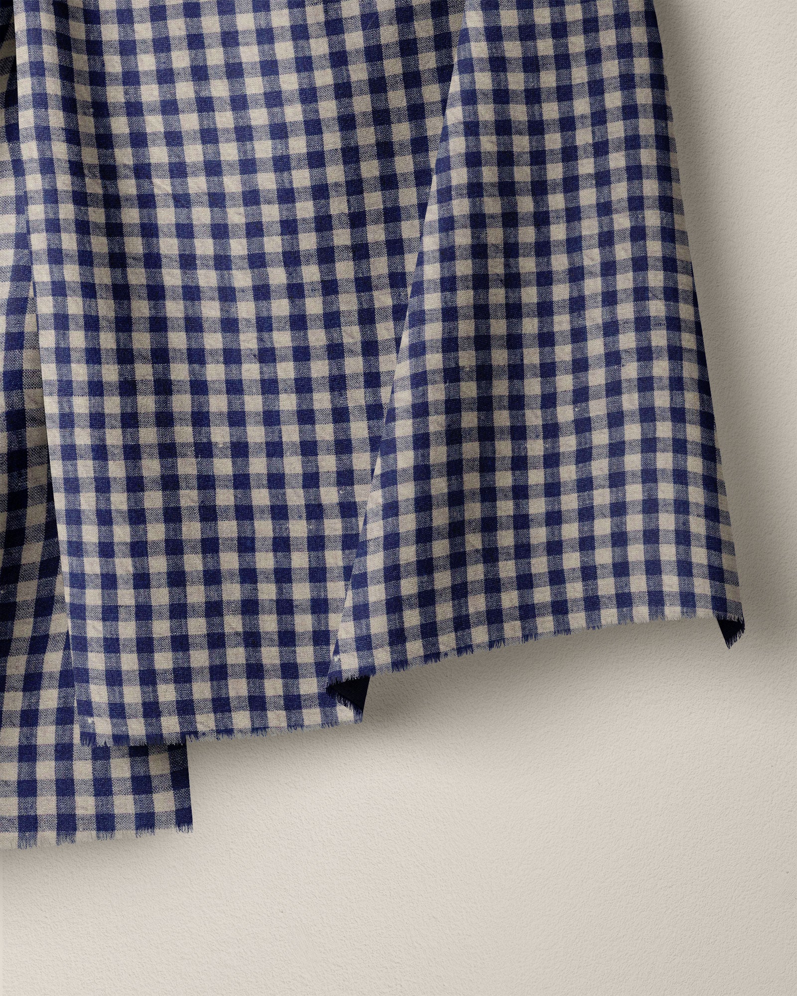 Navy Small Gingham Stonewashed Linen - Image 2