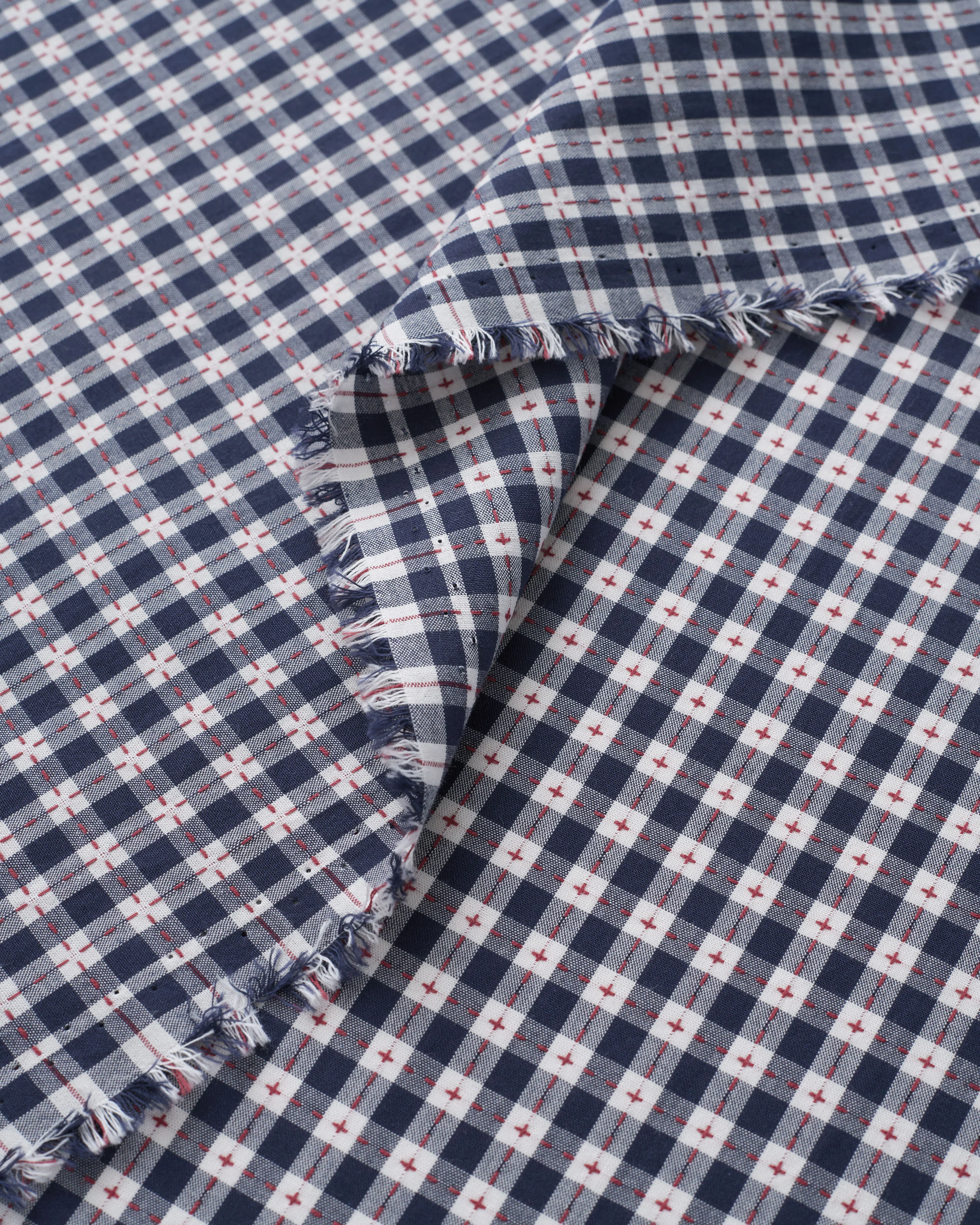 Navy Small Stitch Gingham Cotton - Image 3