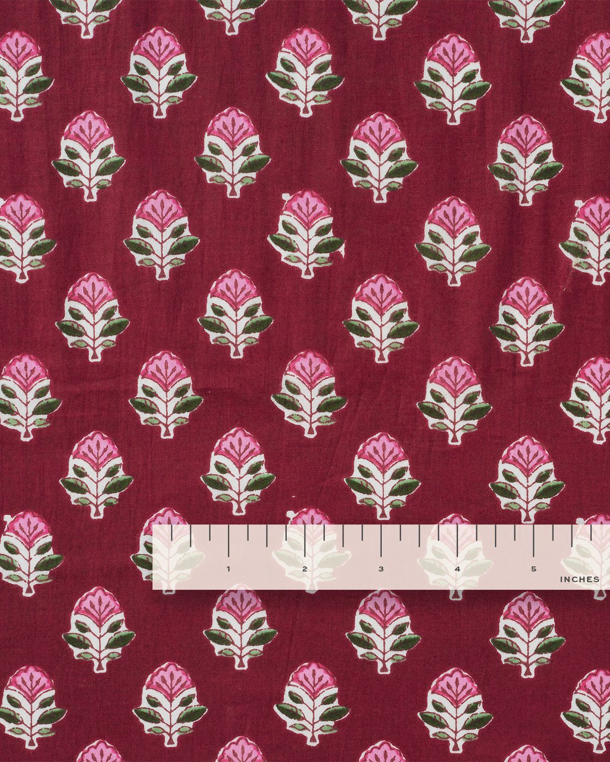 Pink and Ruby Bloom Block Print Cotton - Image 3