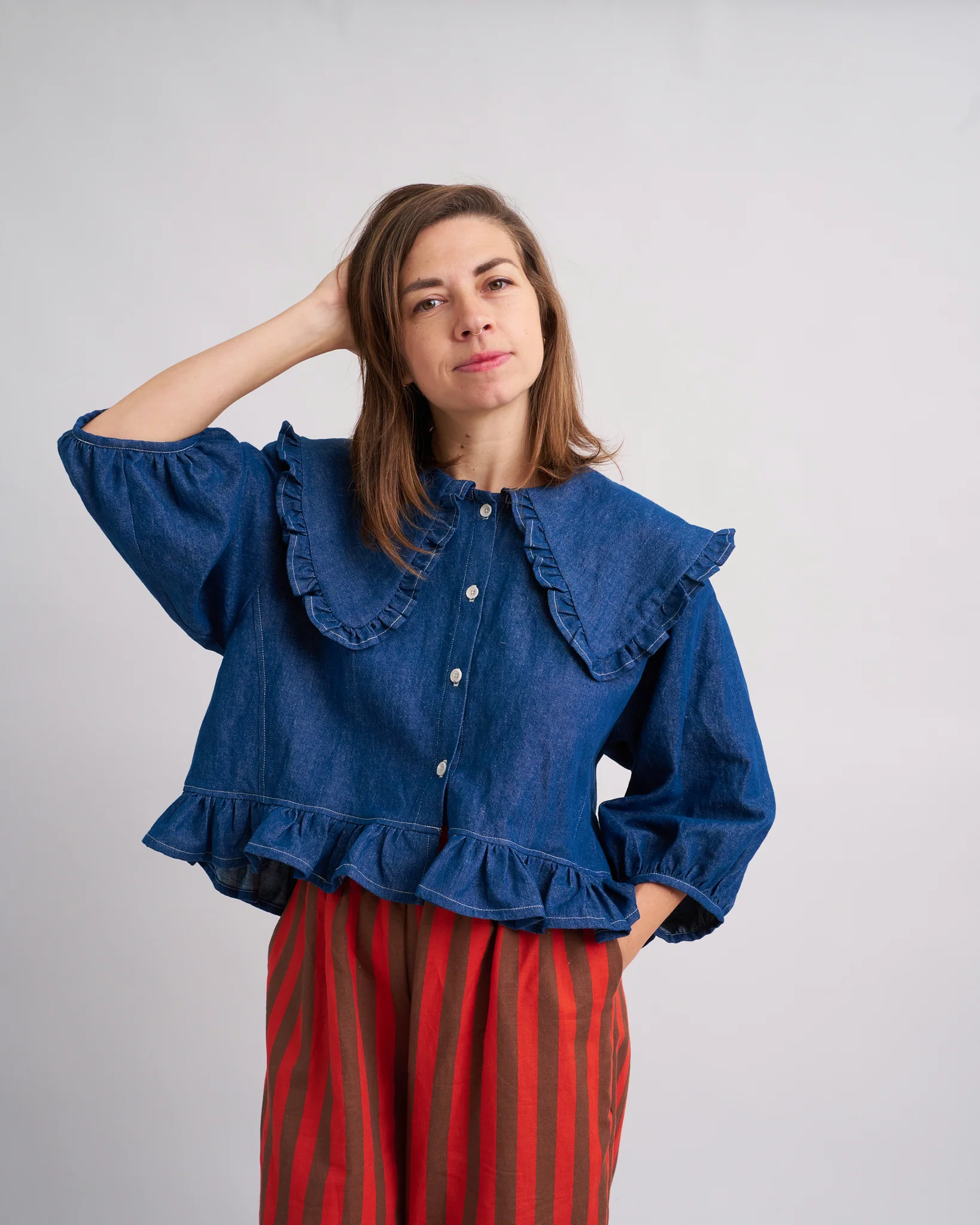 Playdate Blouse PDF Sewing Pattern | Dramatic Ruffle Collar Button Up Shirt - Image 10