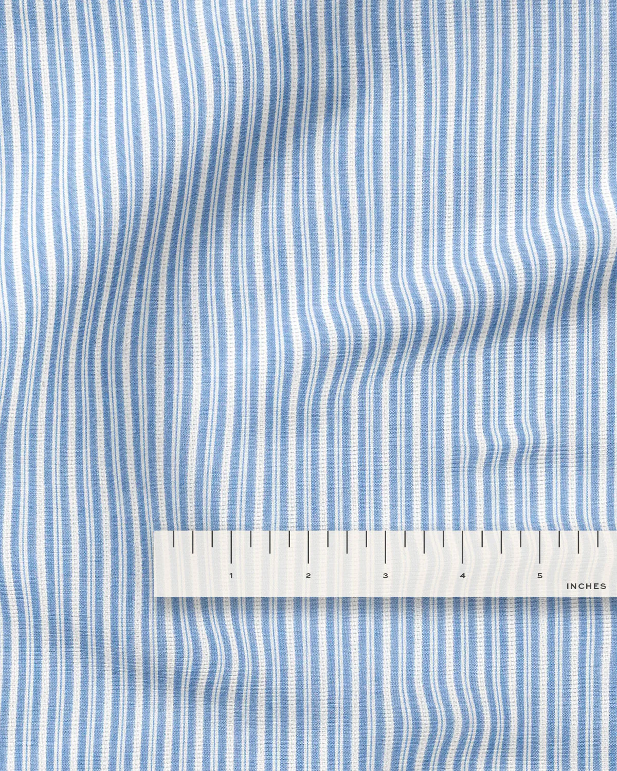 Powder Blue Close Stripe Leno Weave Cotton Shirting - Image 3