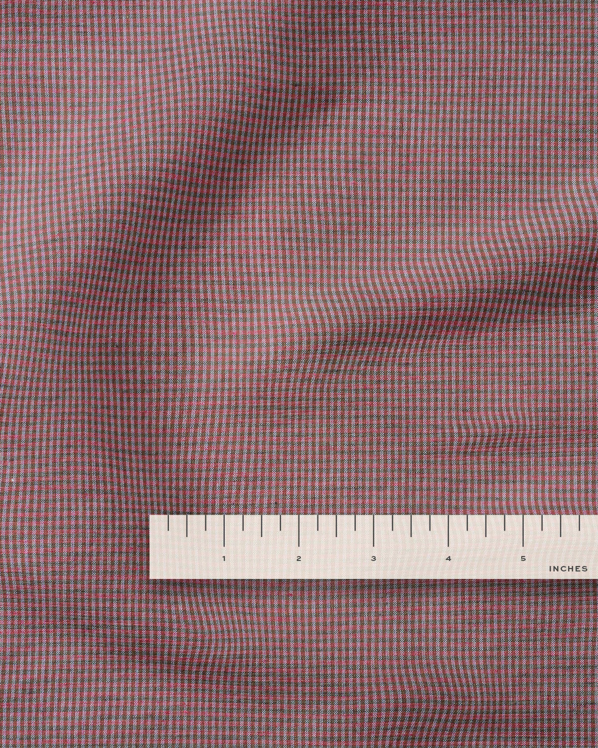 Raspberry Tiny Gingham Linen Cotton - Image 3