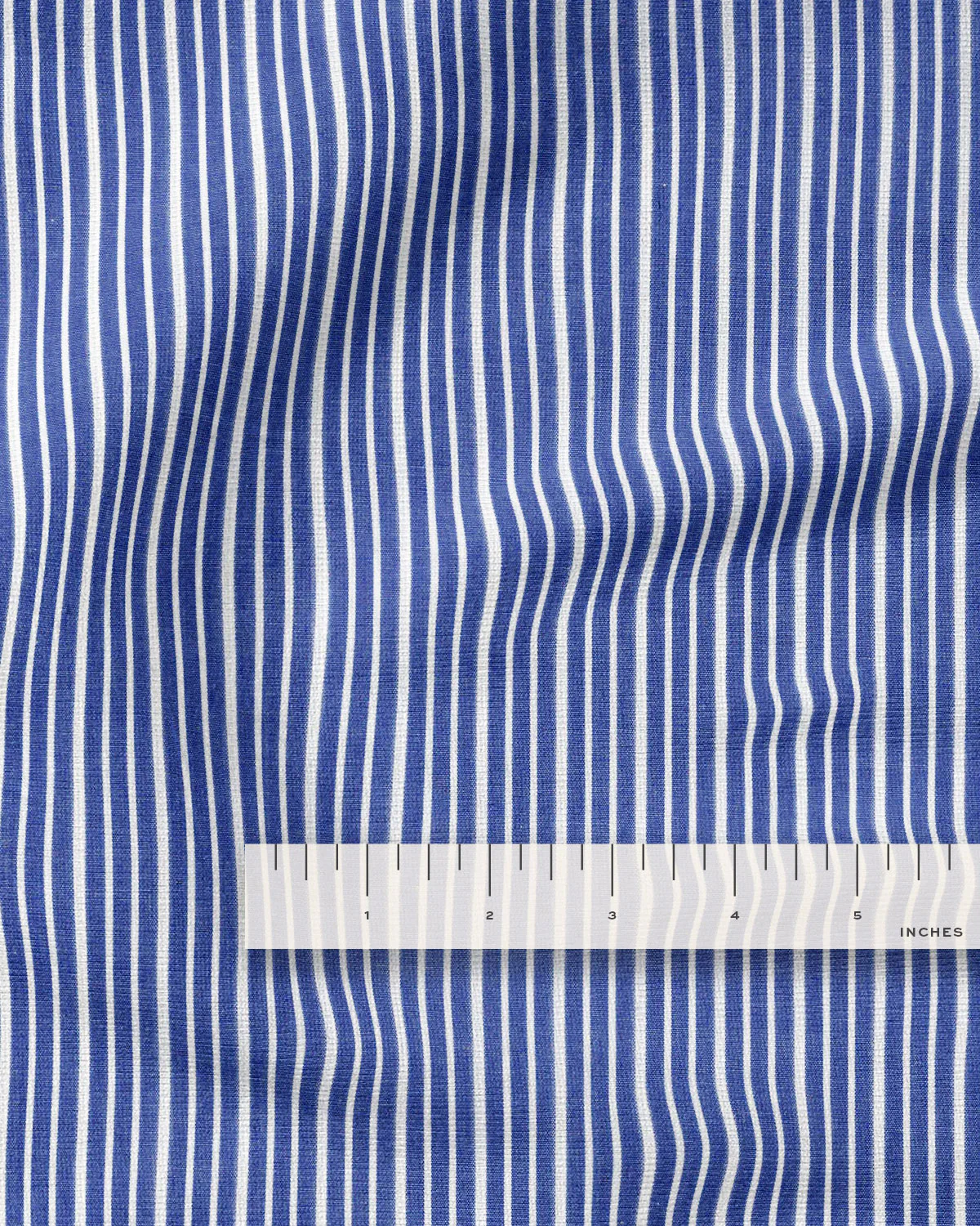 Royal Blue Wide Stripe Leno Weave Cotton Shirting - Image 3