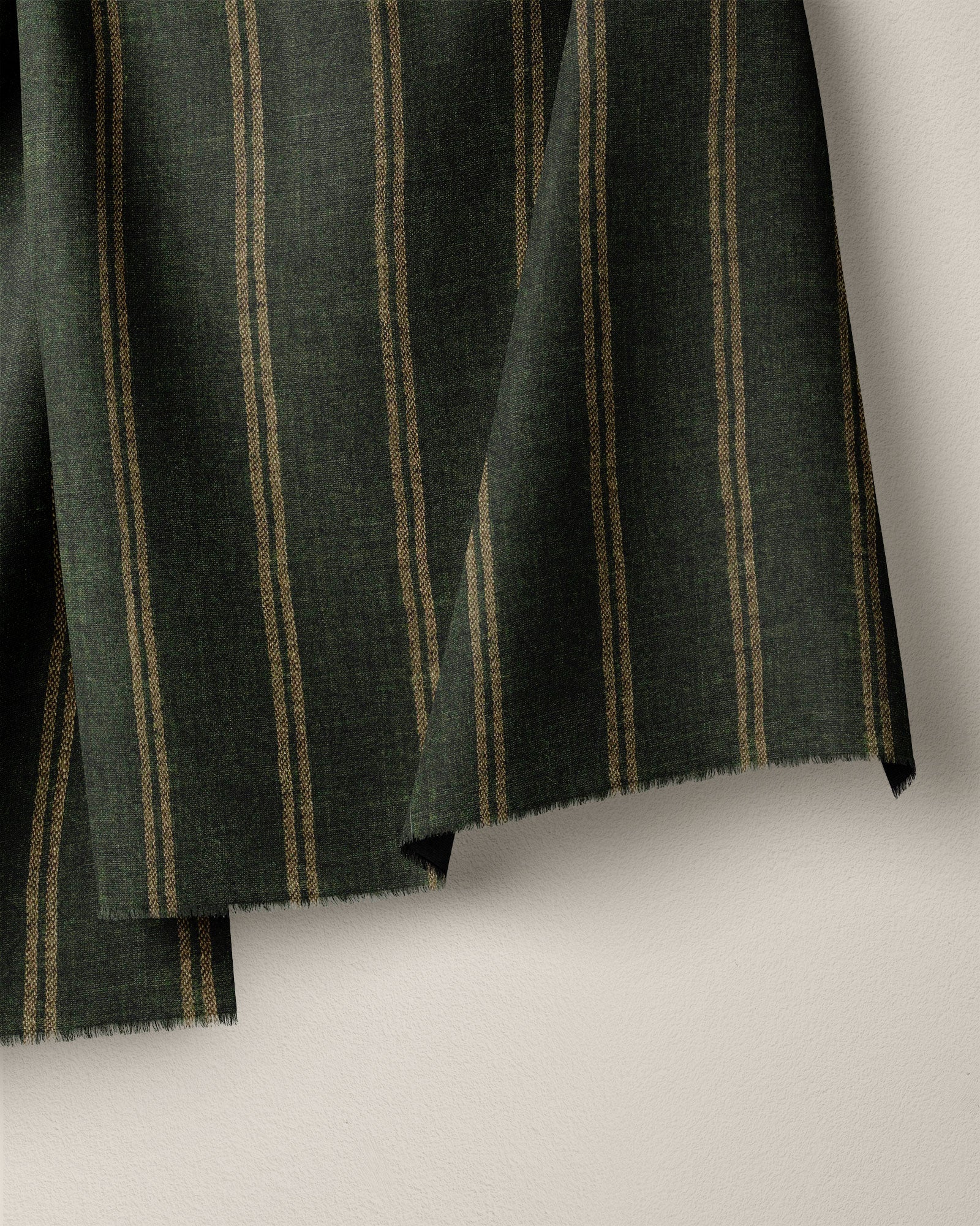 Woodland Green Twin Stripe Washed Linen - Image 2